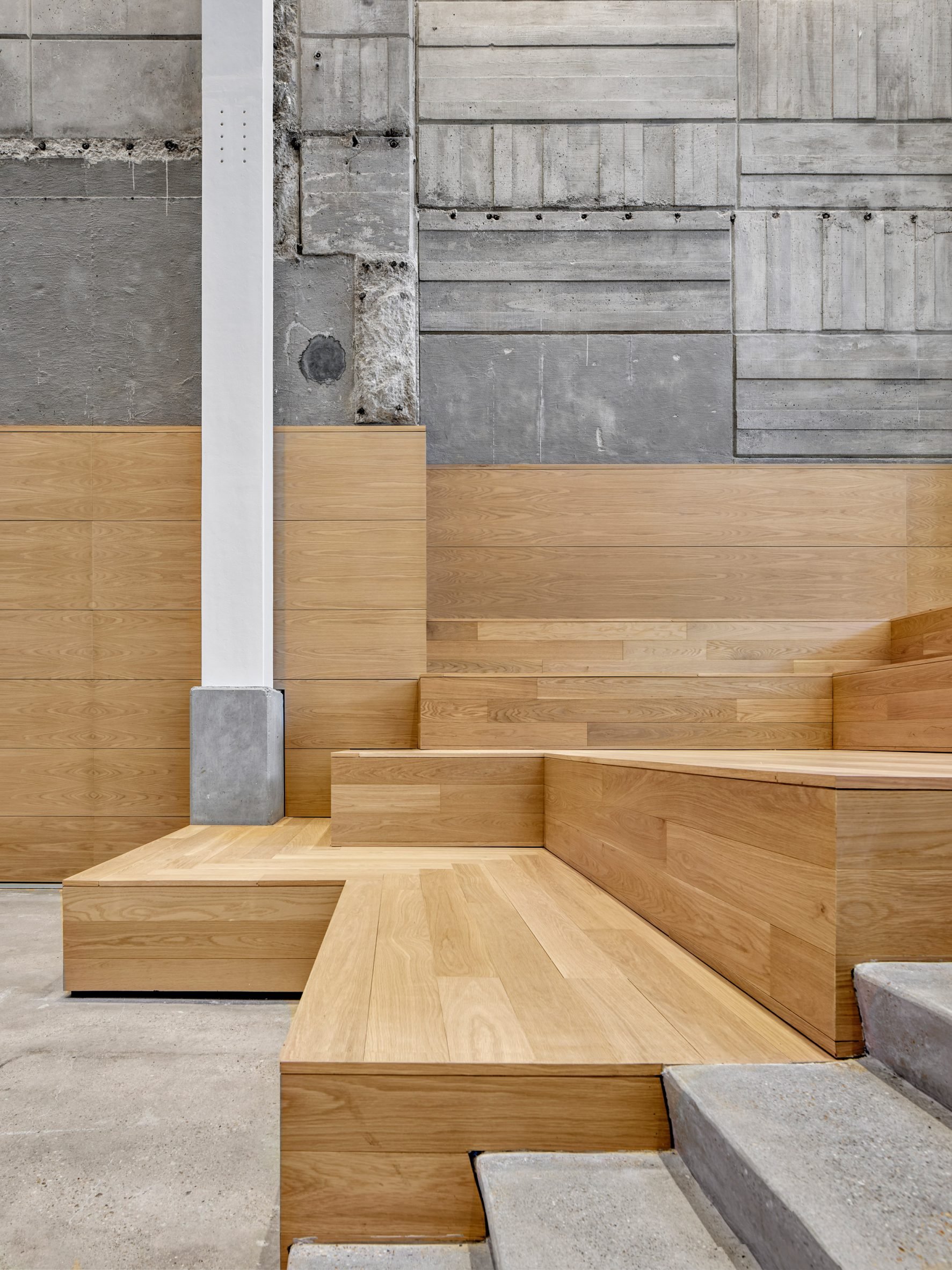 Interior view of brutalist-style building