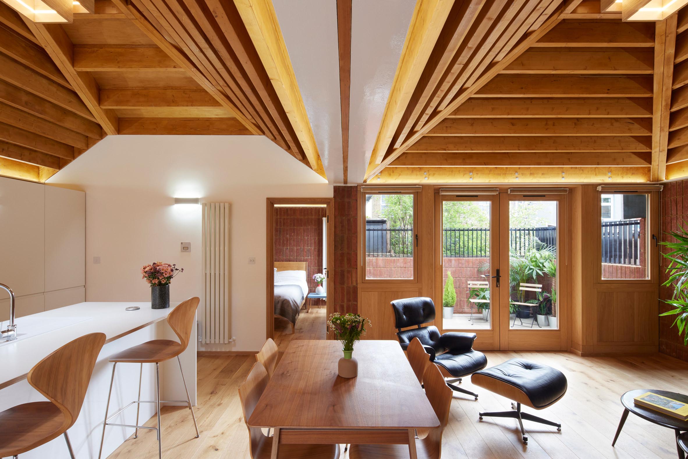 Kitchen, living and dining area in Haringey Brick Bungalow