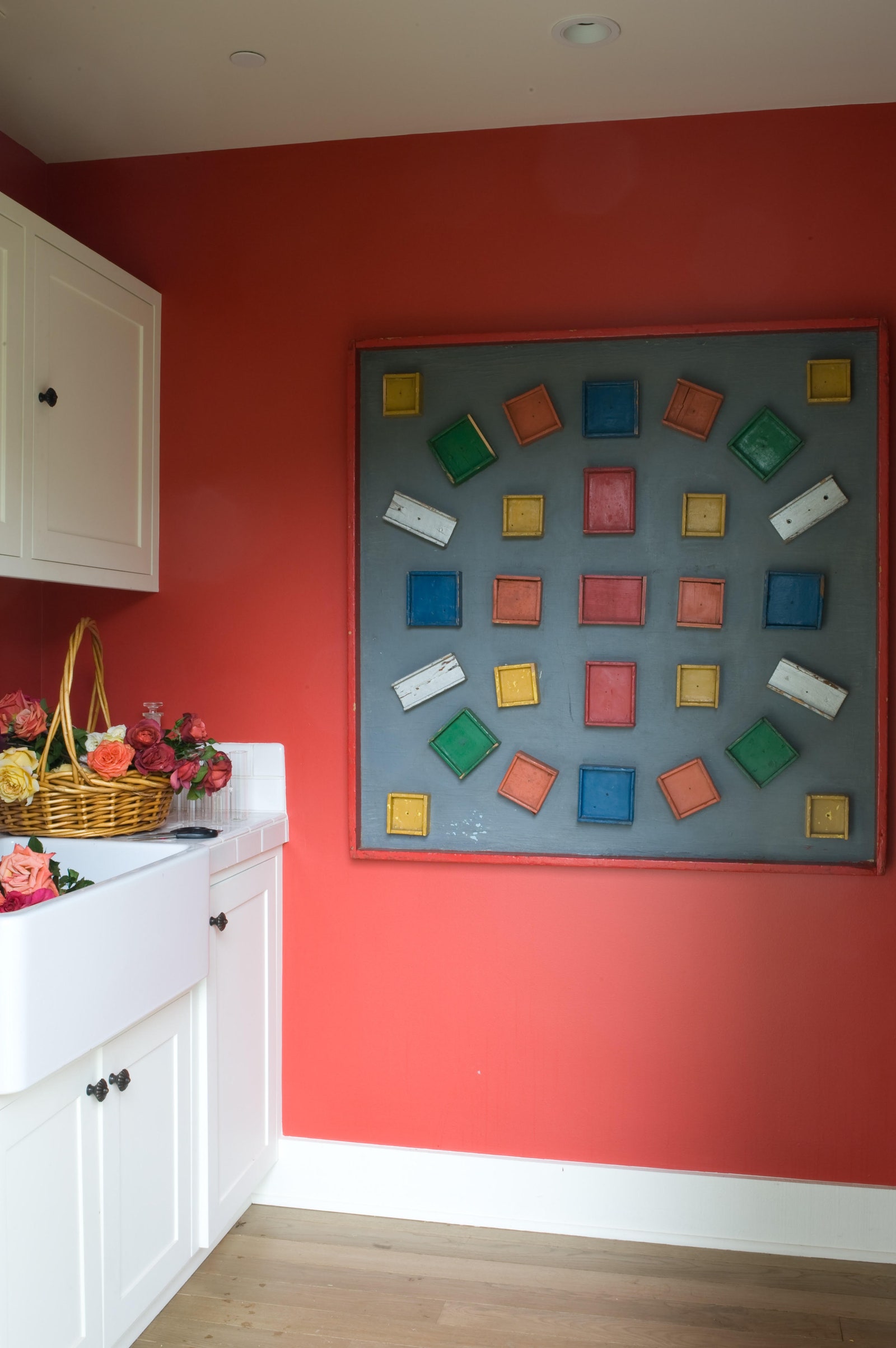 Orange by Benjamin Moore was just the right shade for this room by Kathryn M. Ireland.