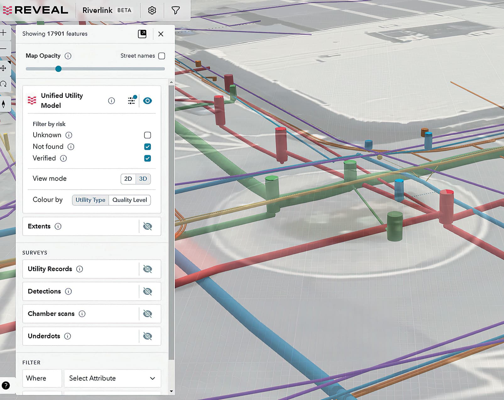 The Reveal platform provides an accurate record of sub-surface utility components.