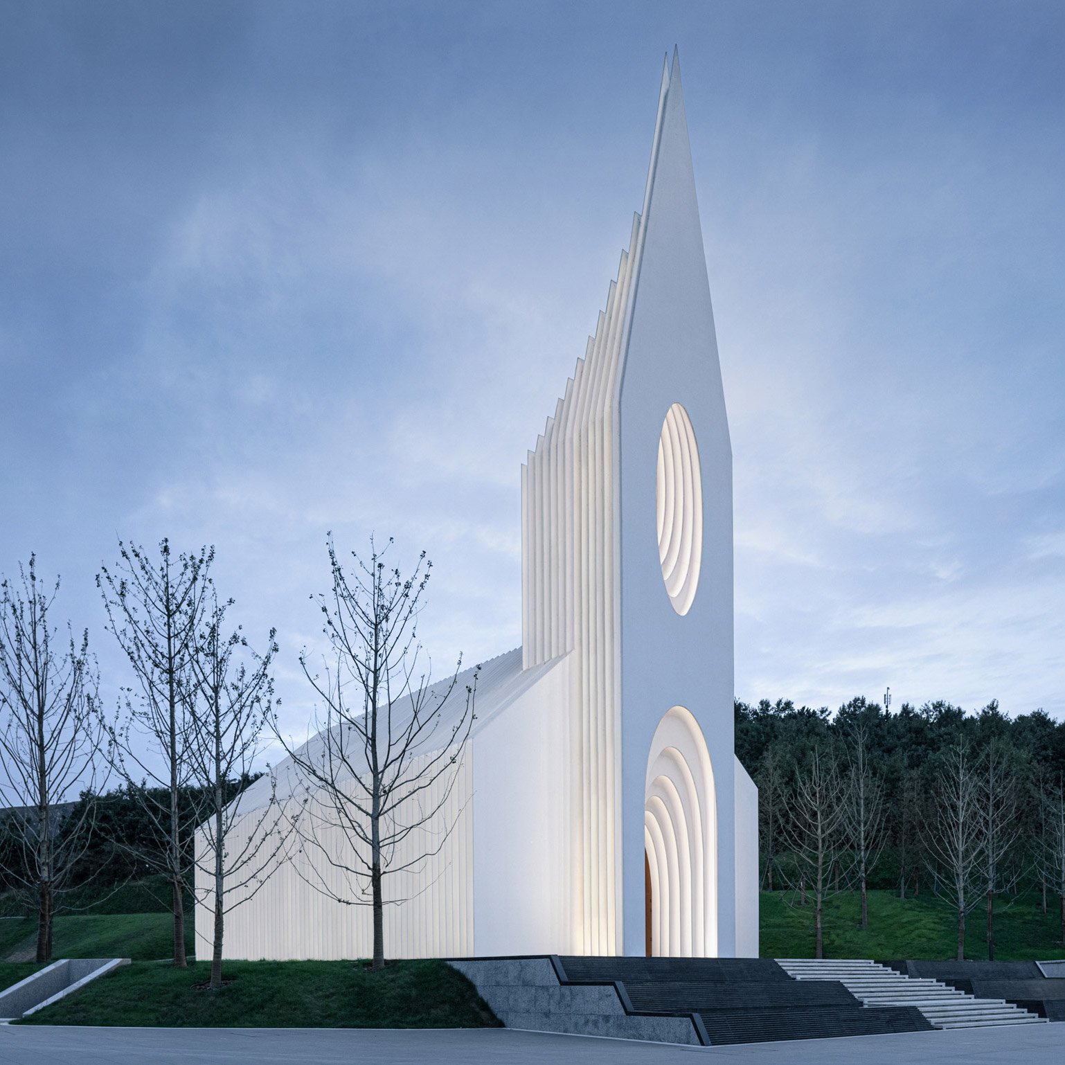 White aluminium church