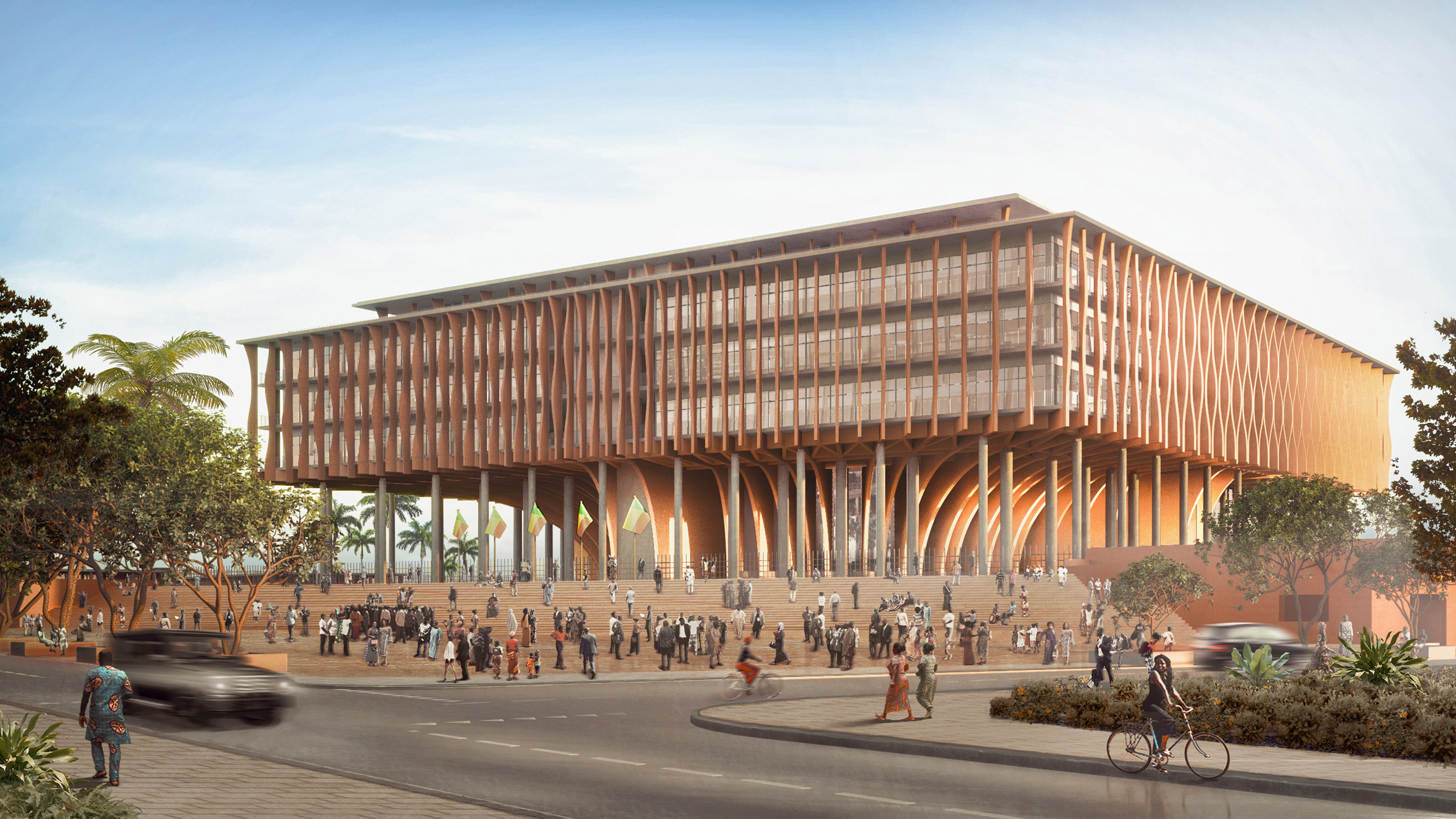 Render of Benin National Assembly by Kéré Architecture