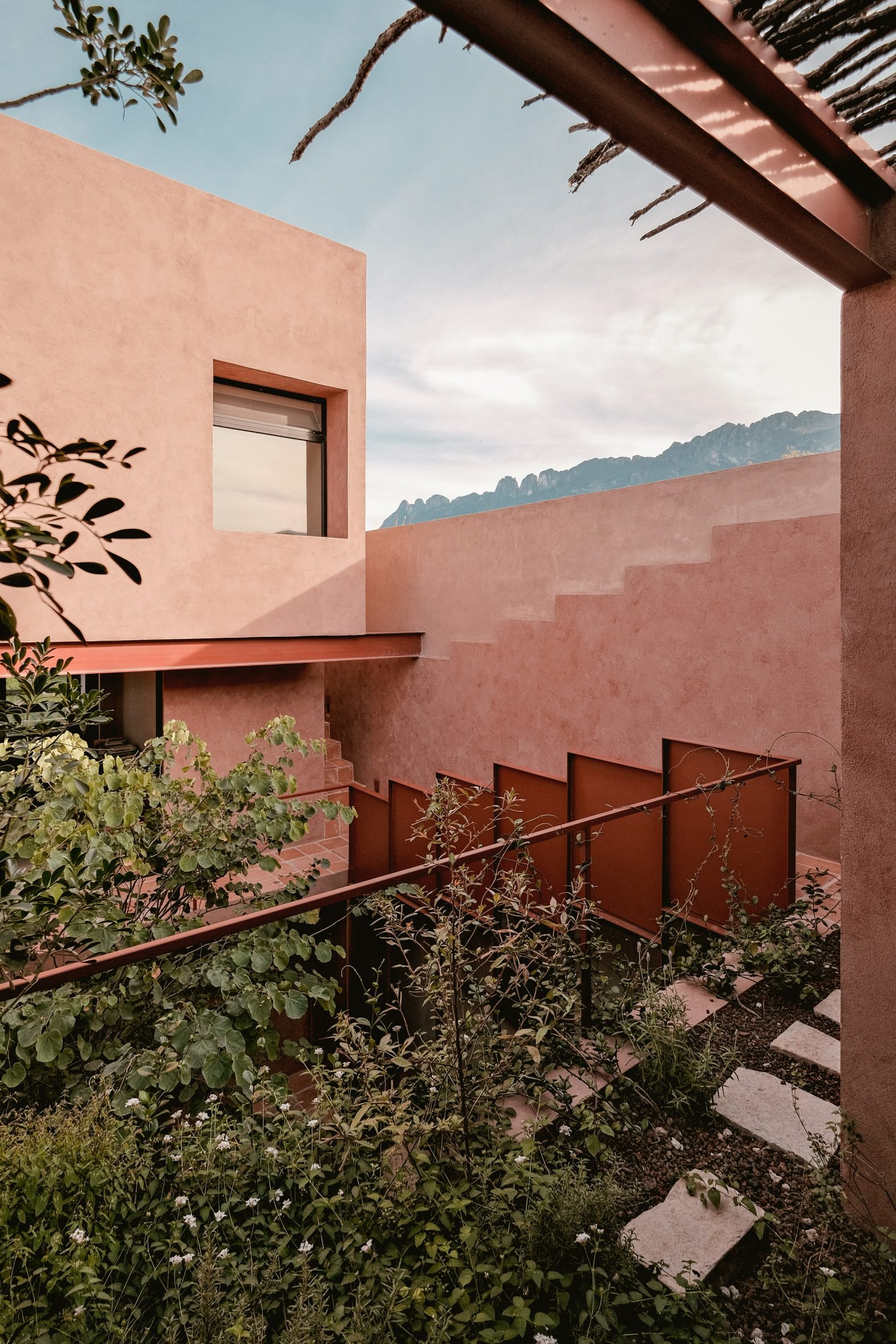 Red concrete house in Monterrey, Mexico