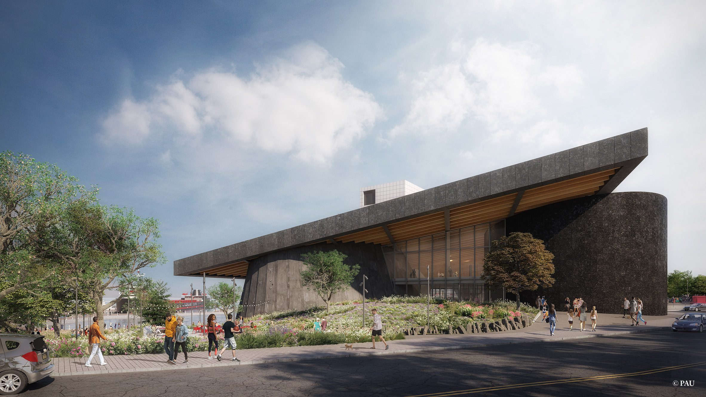 The side of an expansion to the Rock and Roll Hall of Fame