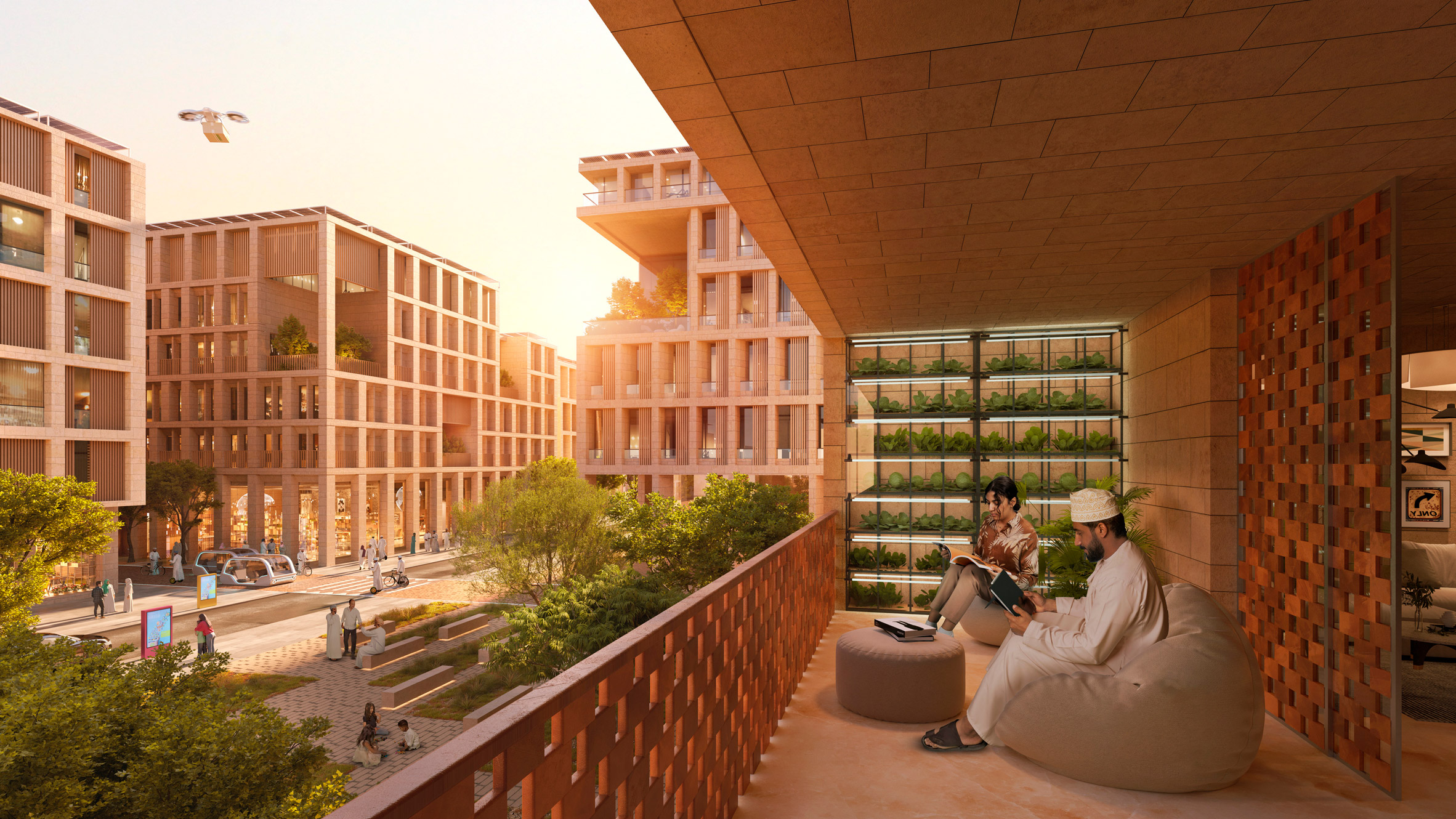 Render of housing in Sultan Haitham City by Skidmore Owings & Merril