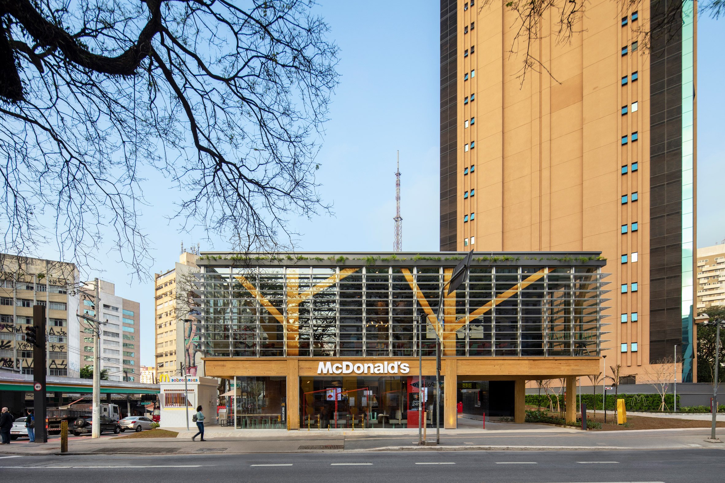 Mass timber McDonald's in Sao Paulo by Superlimao