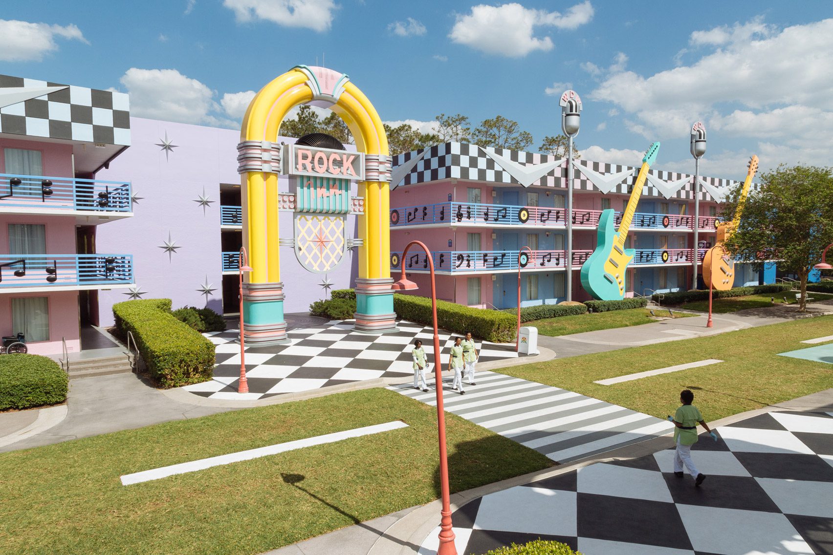 A giant jukebox at Disney's Pop Century Resort in Florida