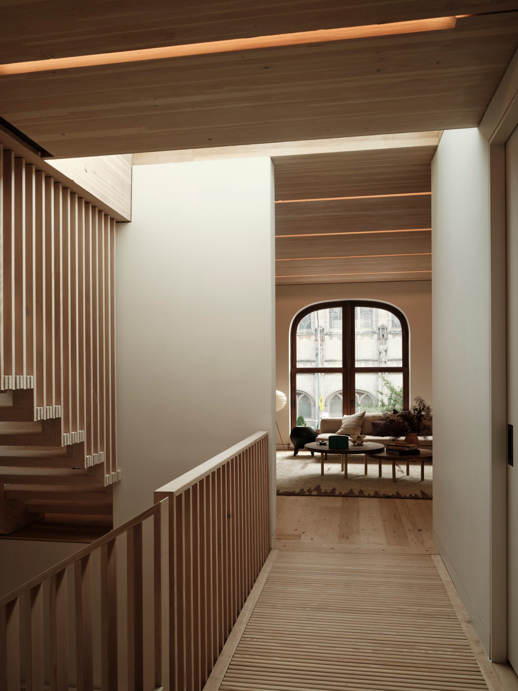 A bridge that walks into a second floor living room