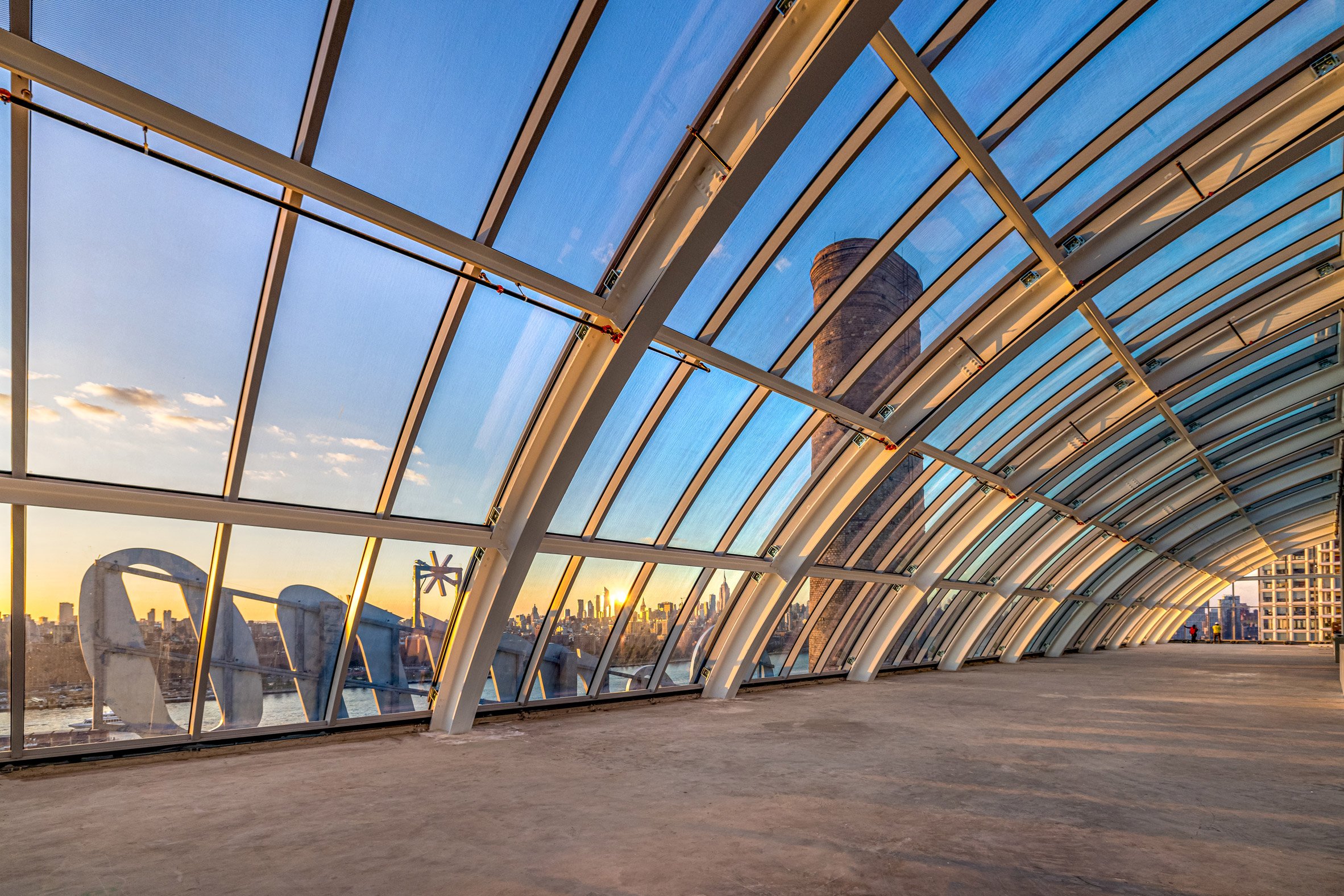 View from vaulted glass ceiling