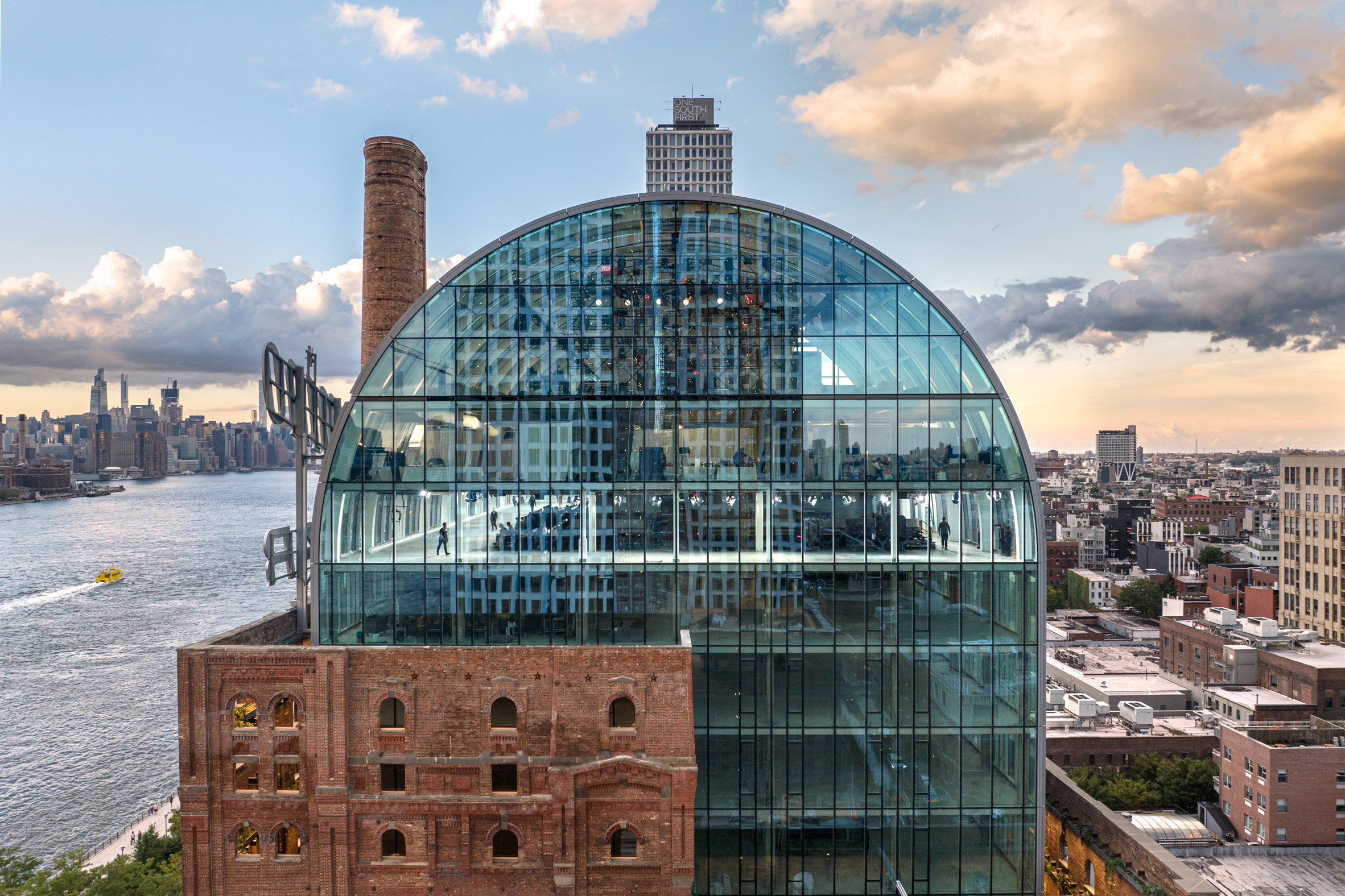 Vaulted glass ceiling on Domino Sugar Refinery