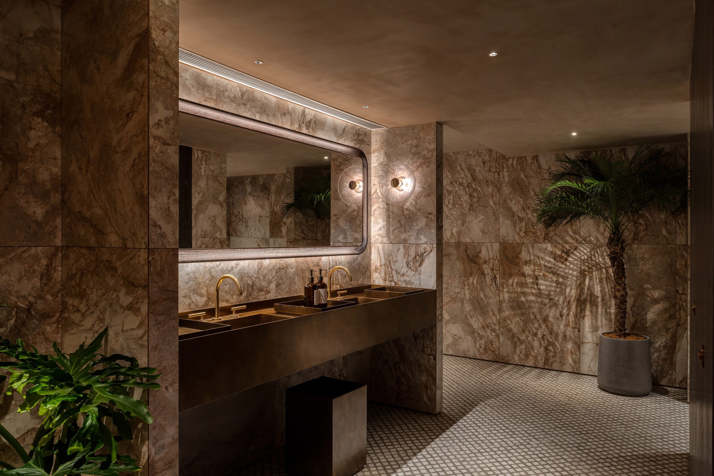 Bathroom inside Hong Kong gym by MR Studio