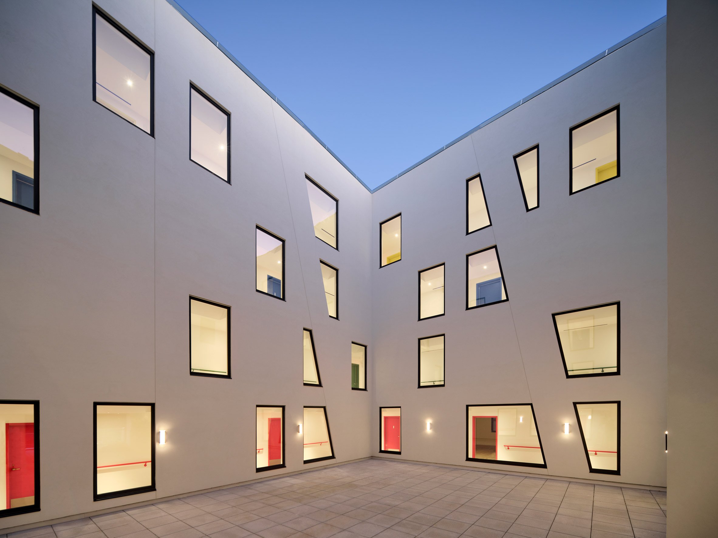 Central courtyard in social housing block