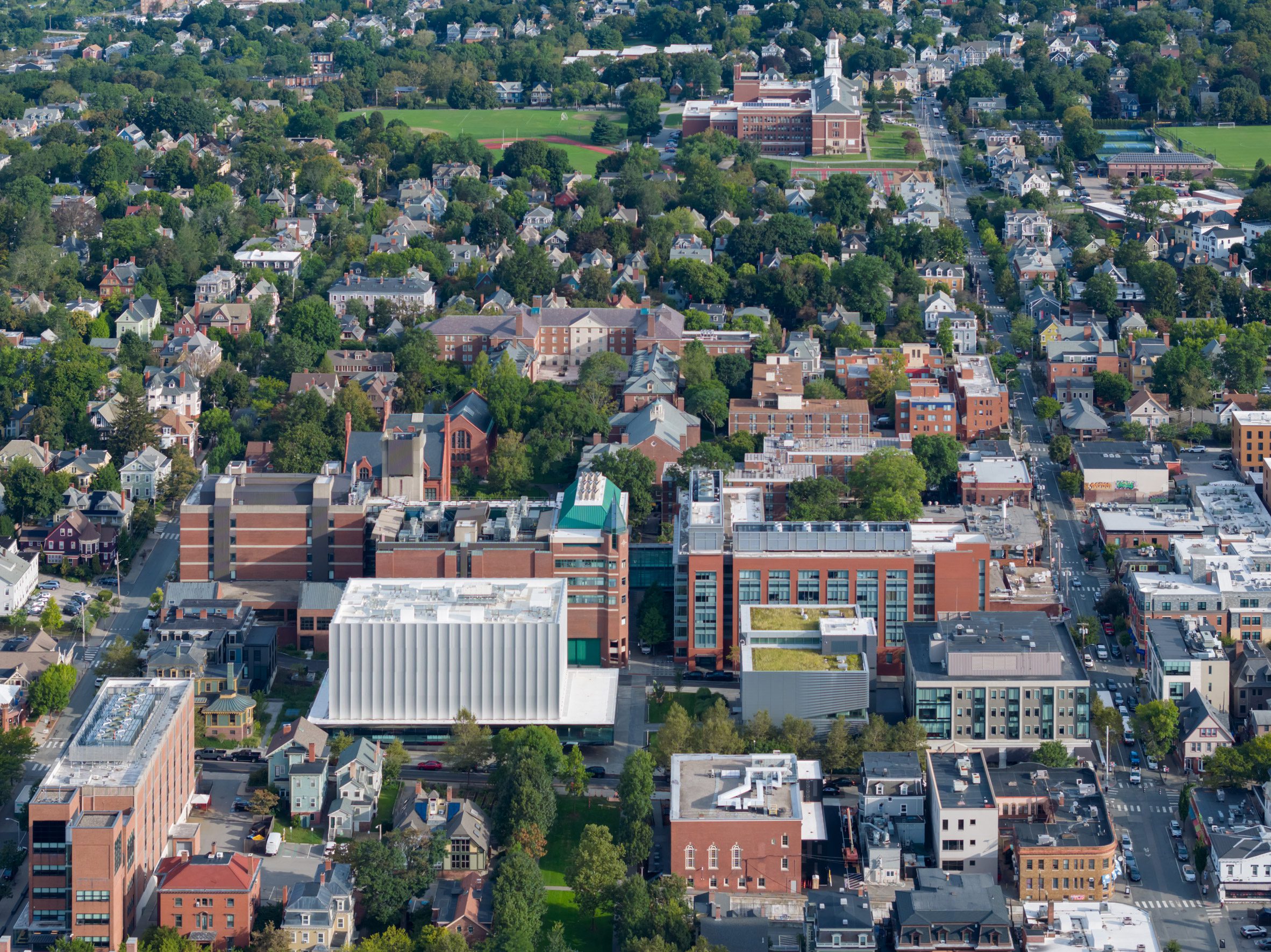 Brown University aerial shot with Lindemann