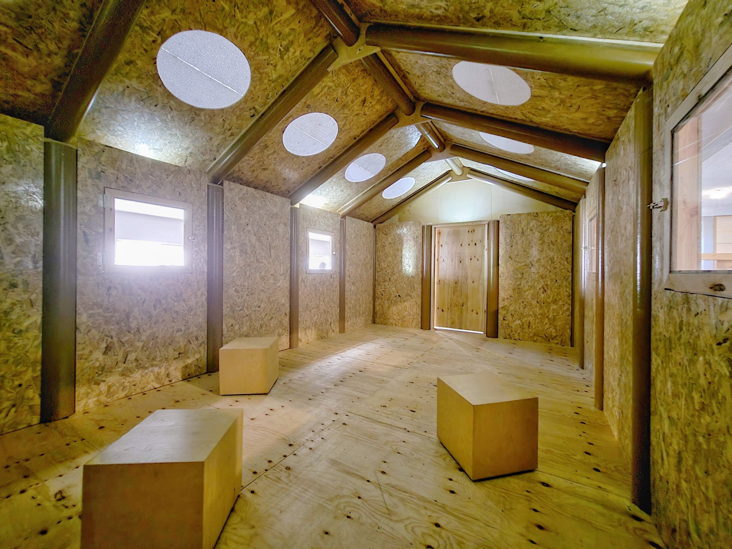 Interior of temporary shelter in Morocco