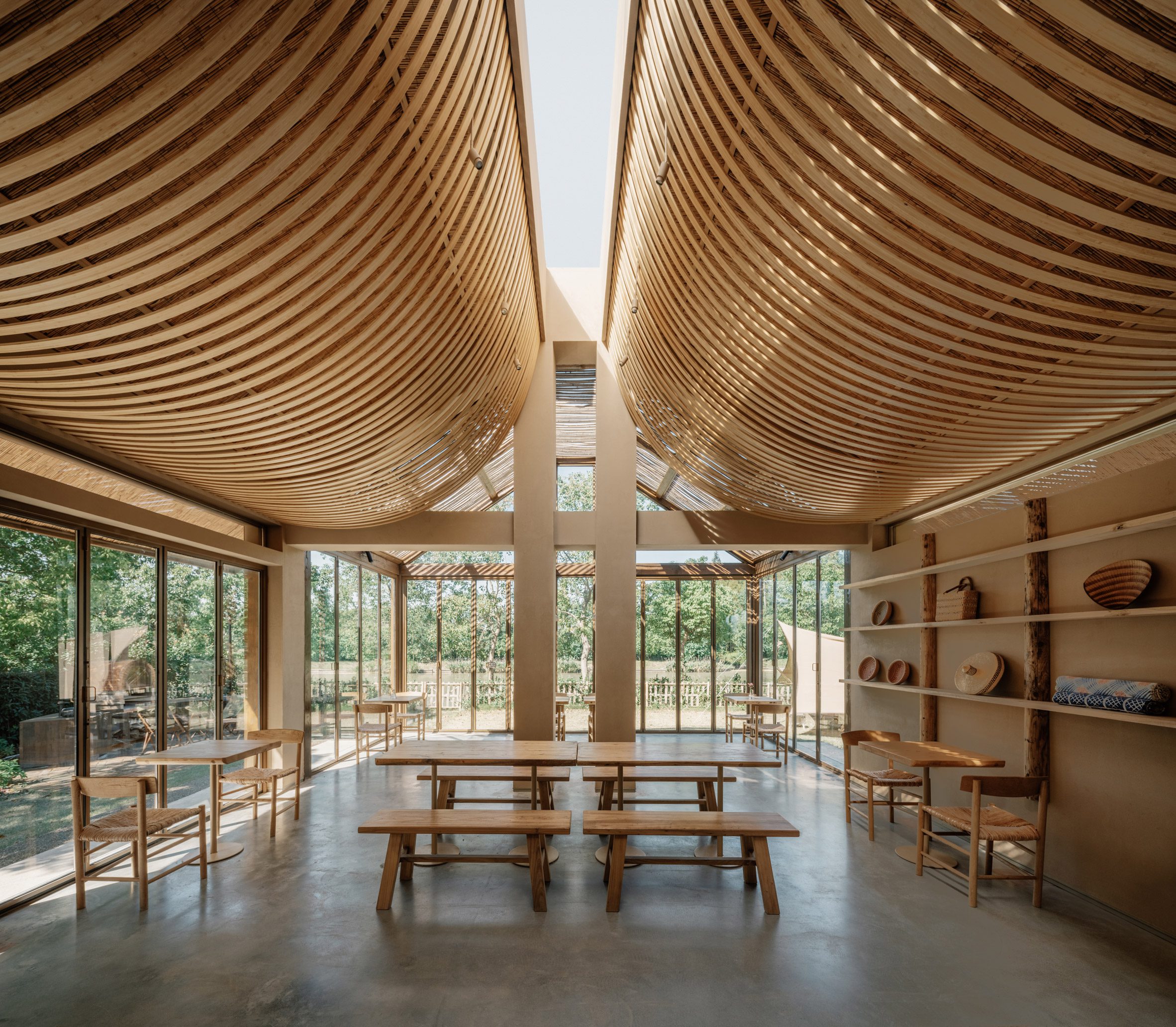 Dining room of a hostel in China