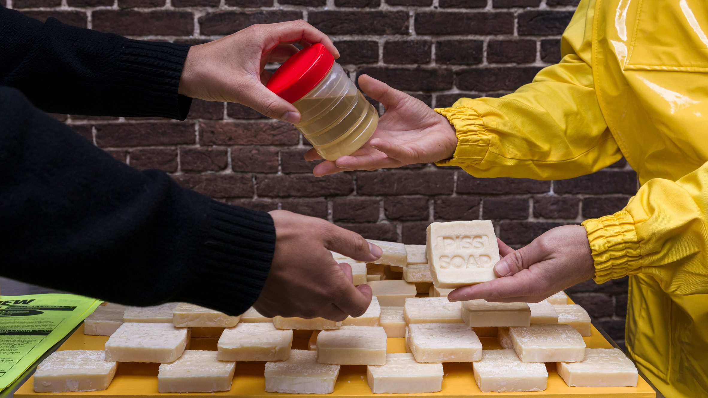 Piss Soap project by Arthur Guilleminot at Het Nieuwe Instituut's New Store 1.0 pop-up at Dutch Design Week