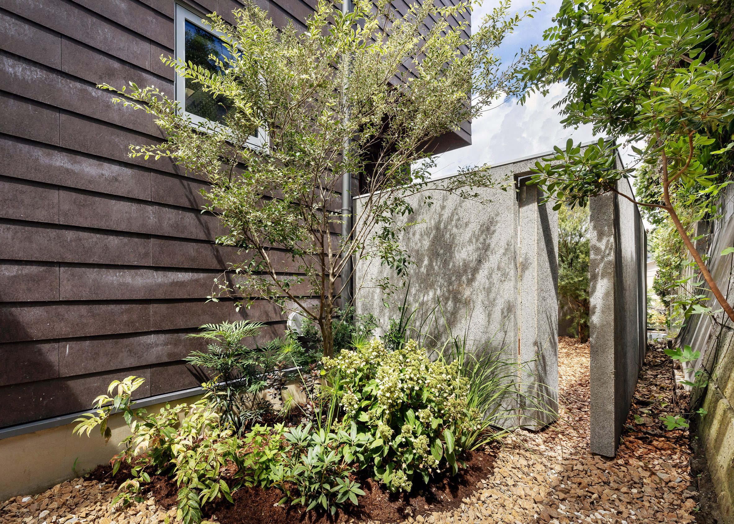 The house was clad in dark slate