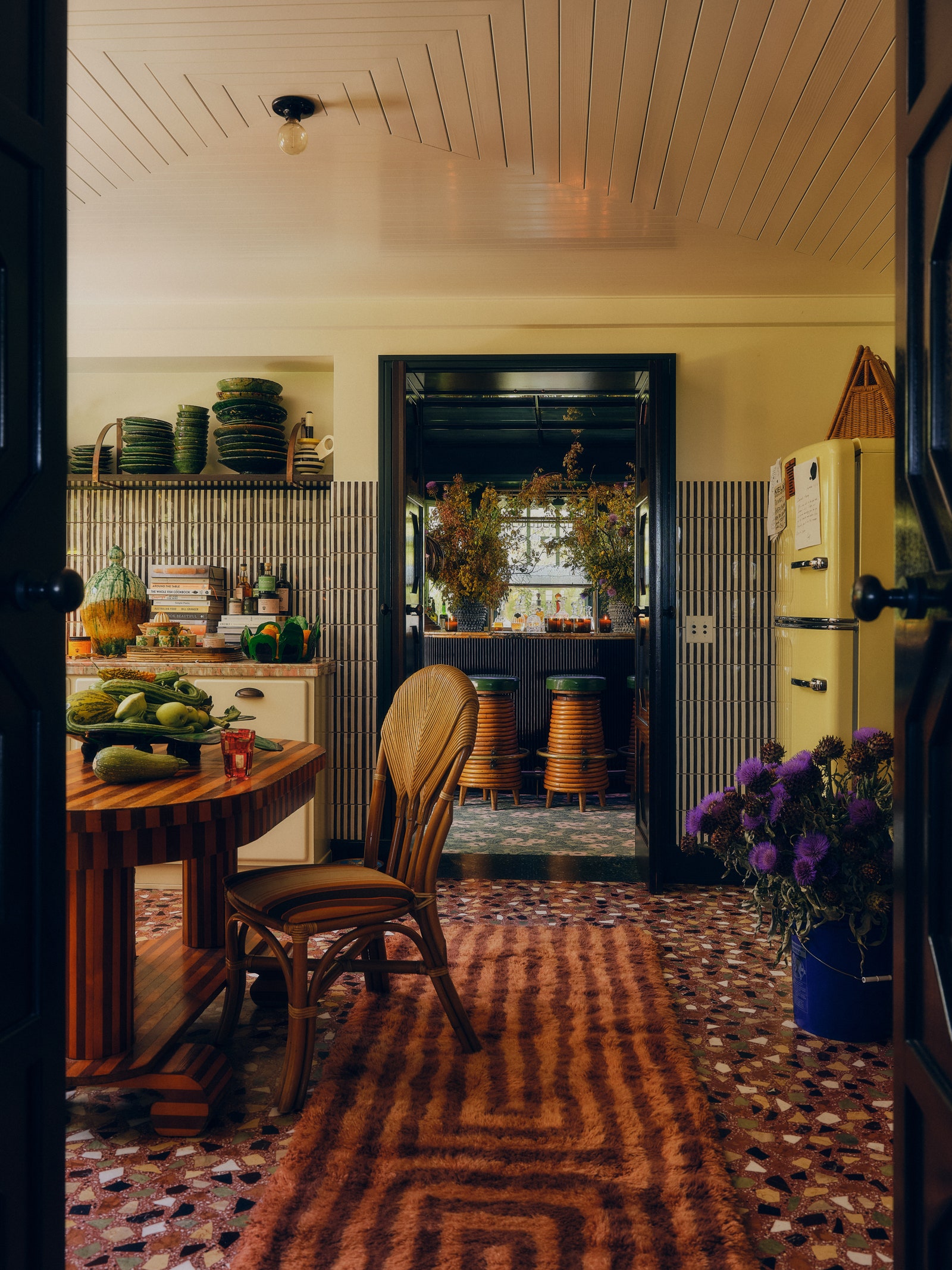 kitchen with runner rug