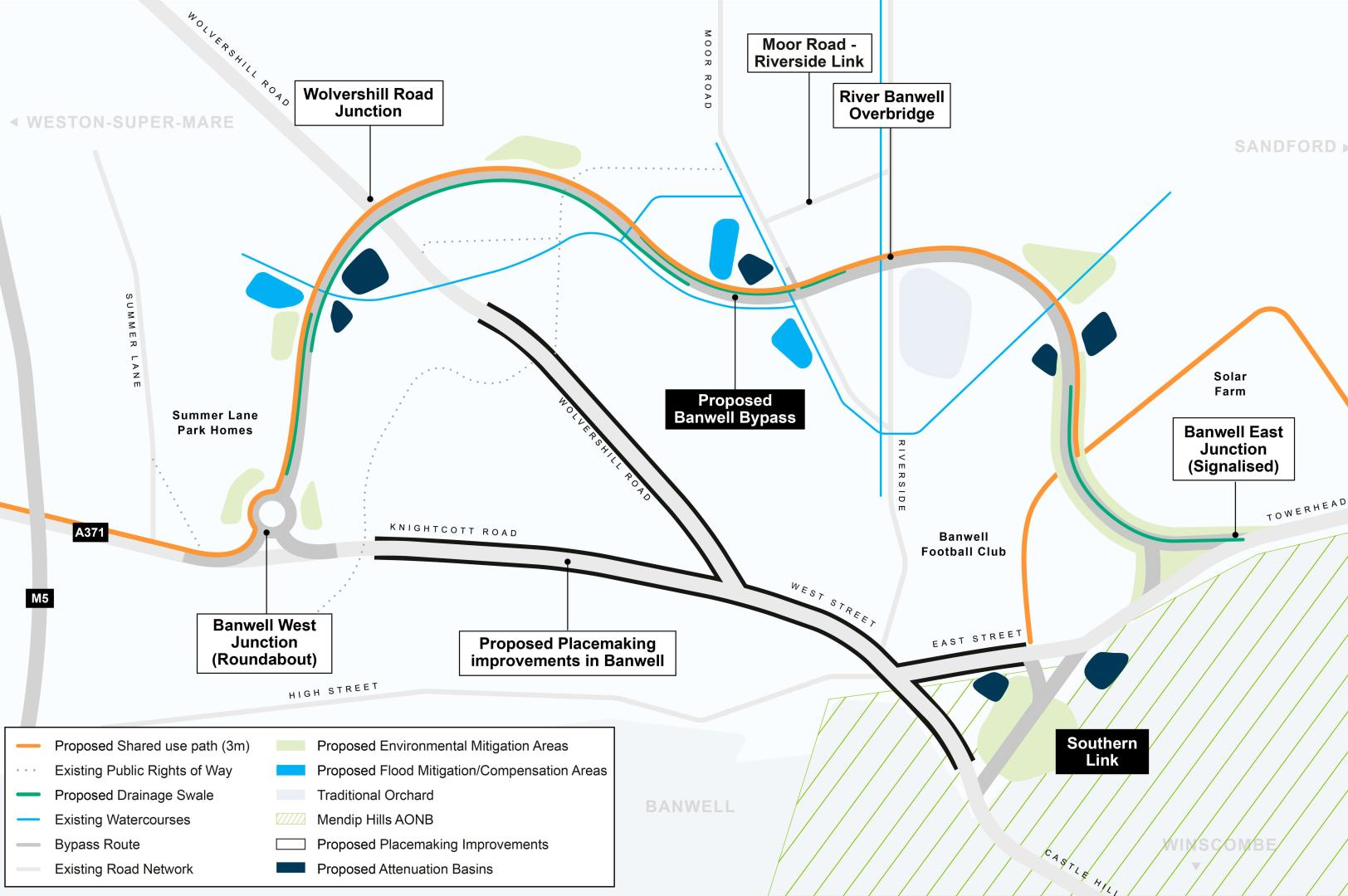 Banwell bypass map