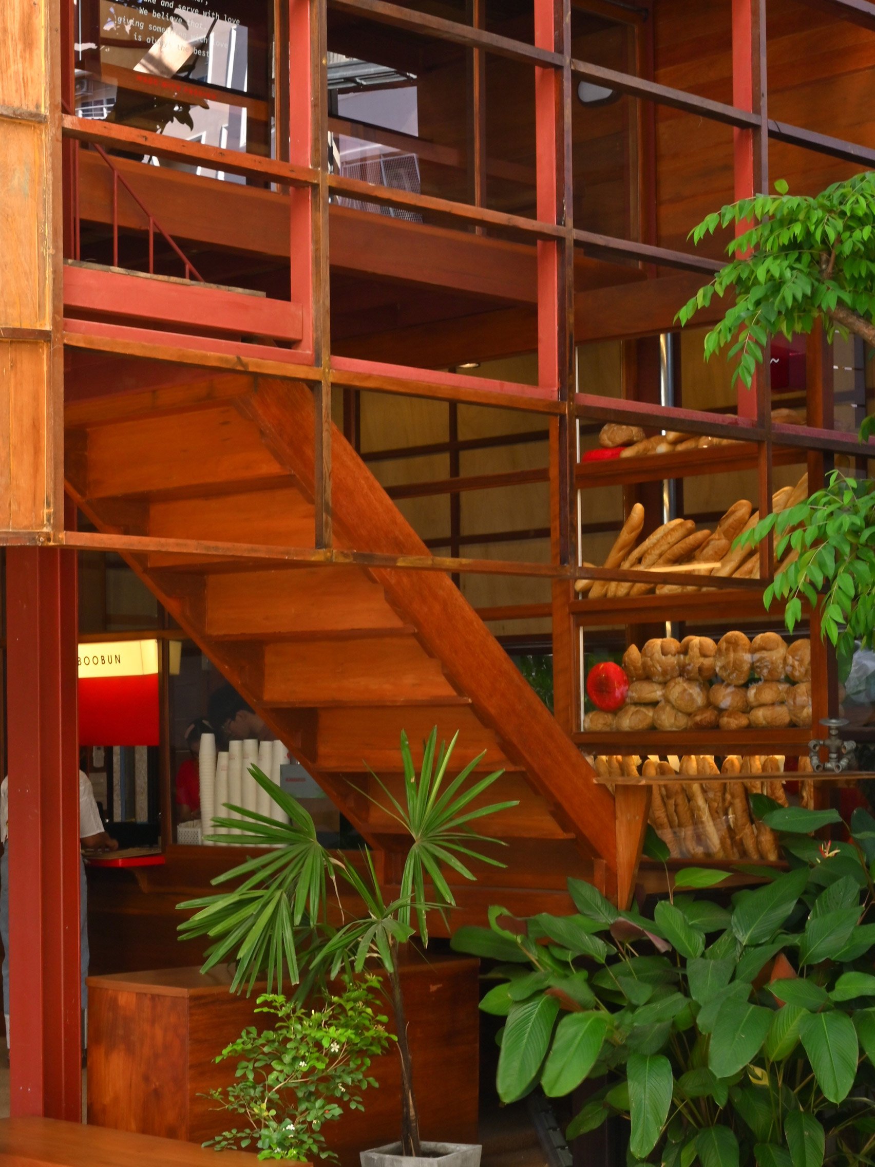 Exterior of wood and steel eatery in Thailand