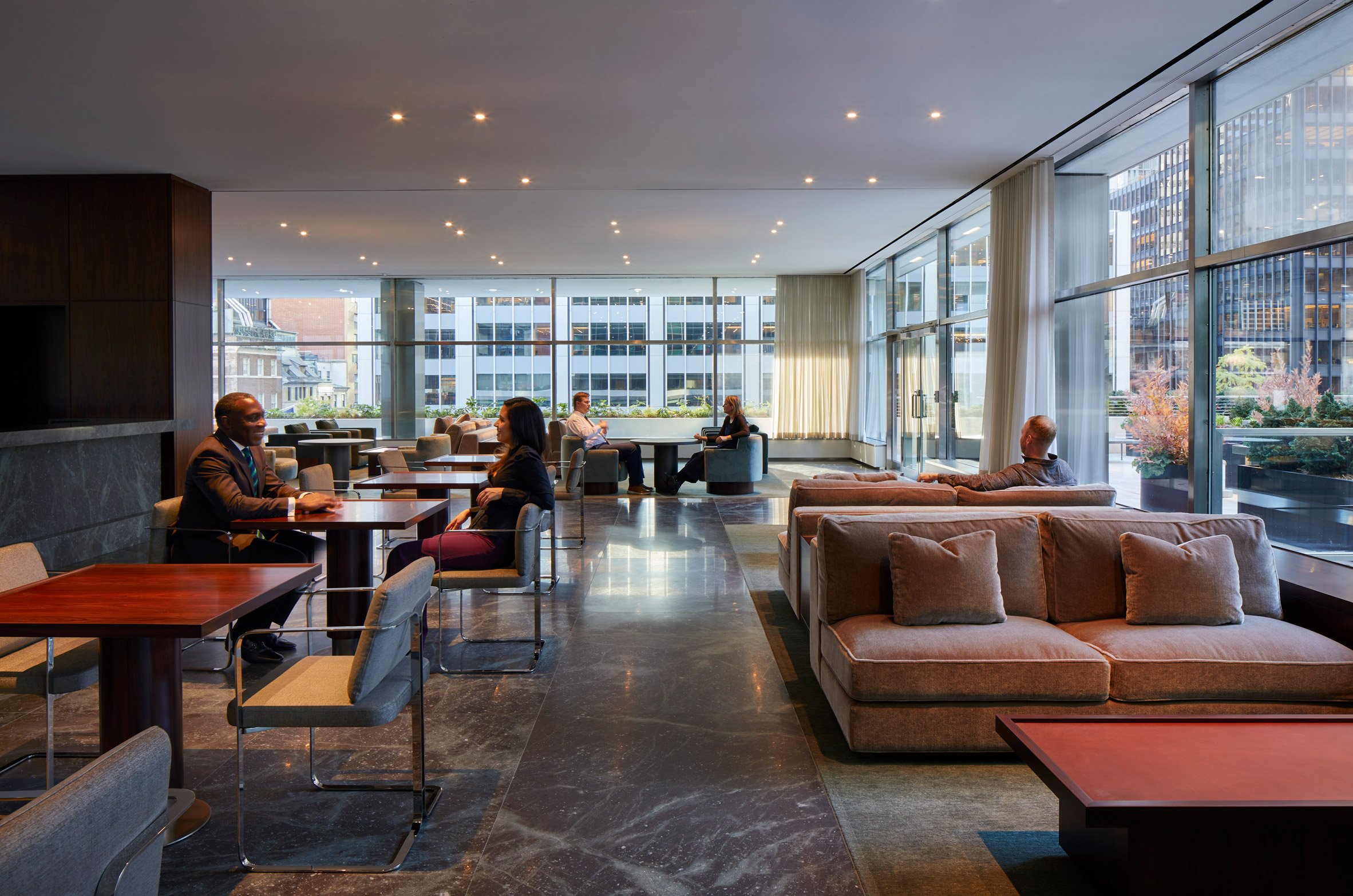 A interior with plush earth tone interiors