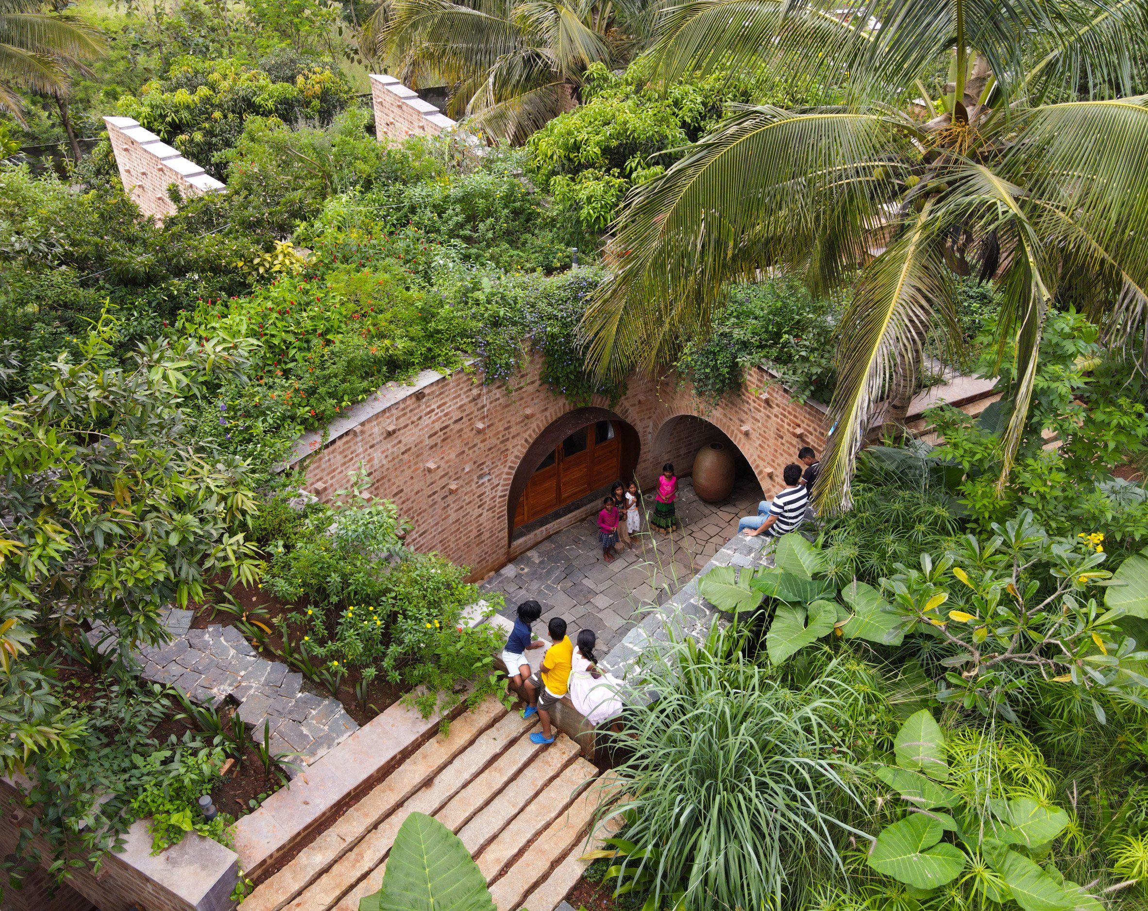 Aerial view of the community centre in Bangalore by A Threshold