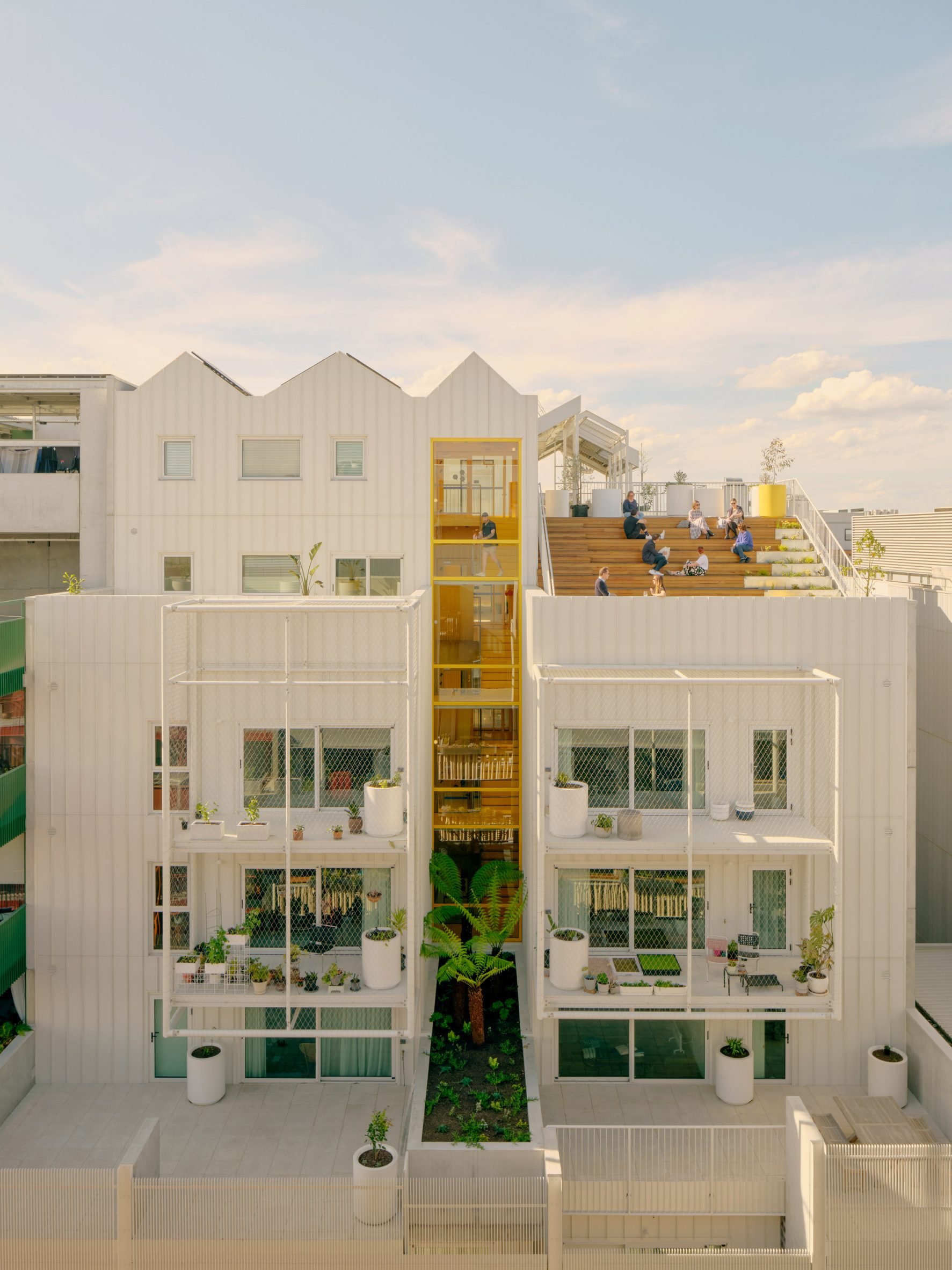 Zig zag roof and facade of ParkLife apartment block in Melbourne by Austin Maynard Architects