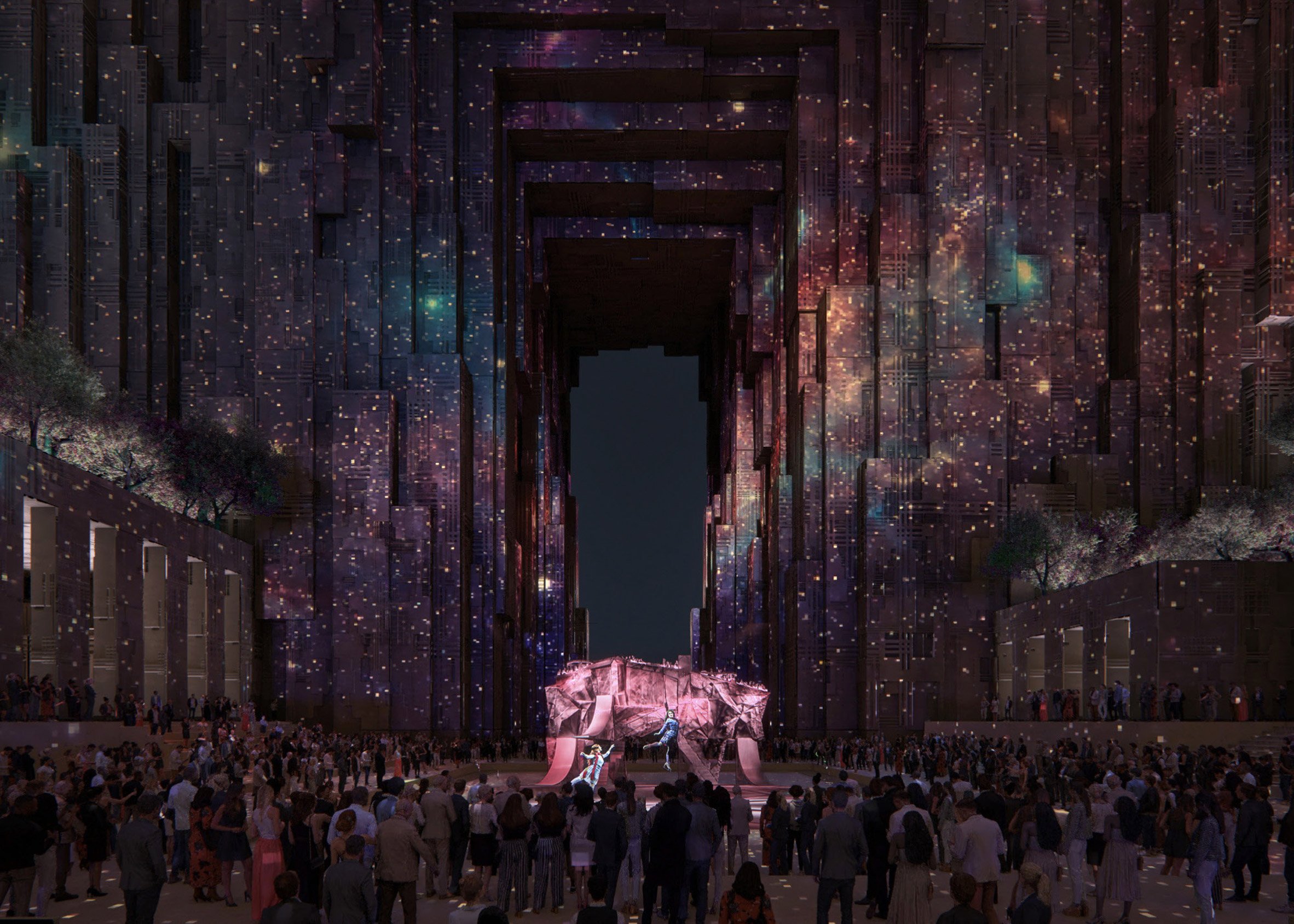 Performance inside Neom theatre