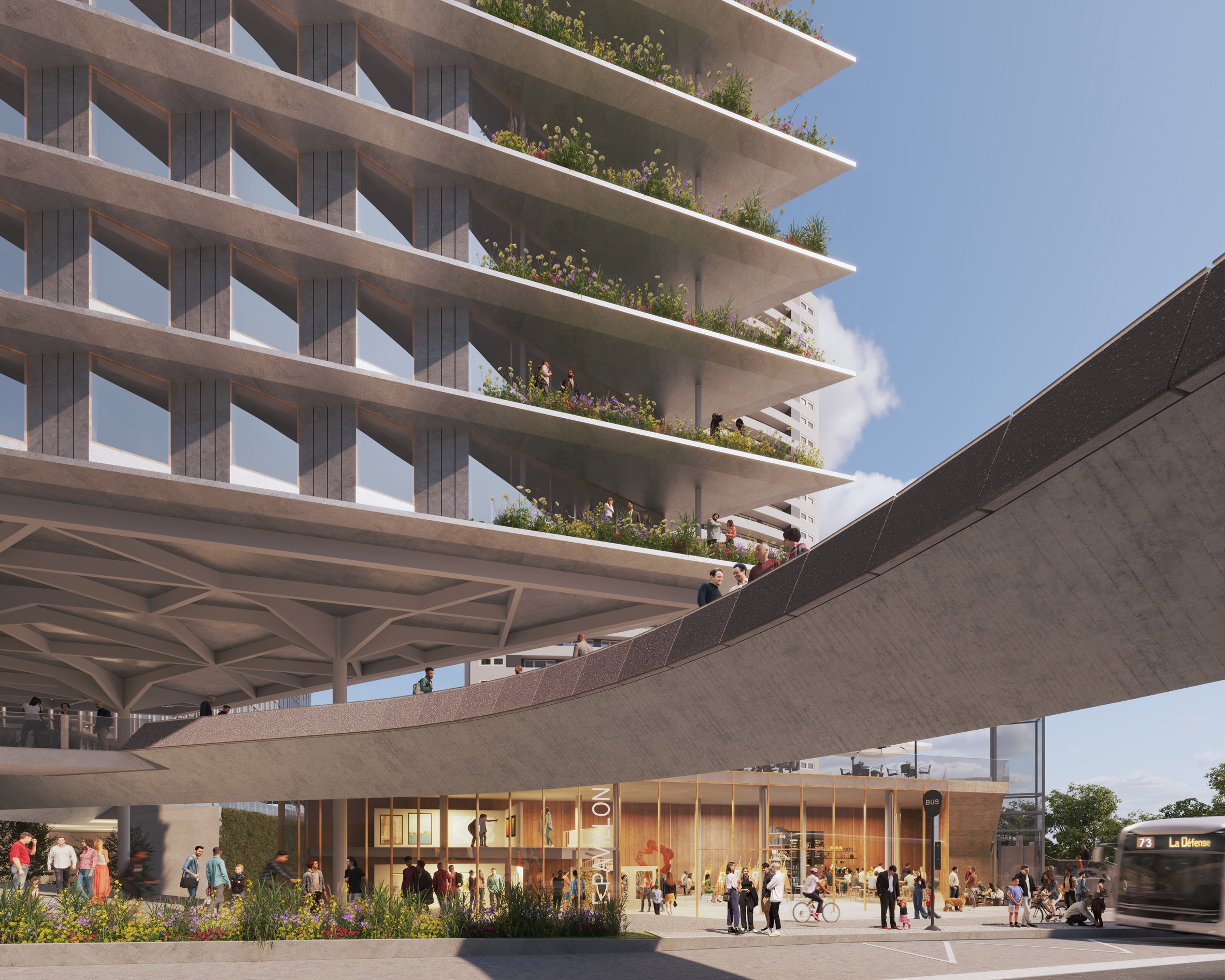 Pedestrian links in the mixed use development in Paris business district by RSHP