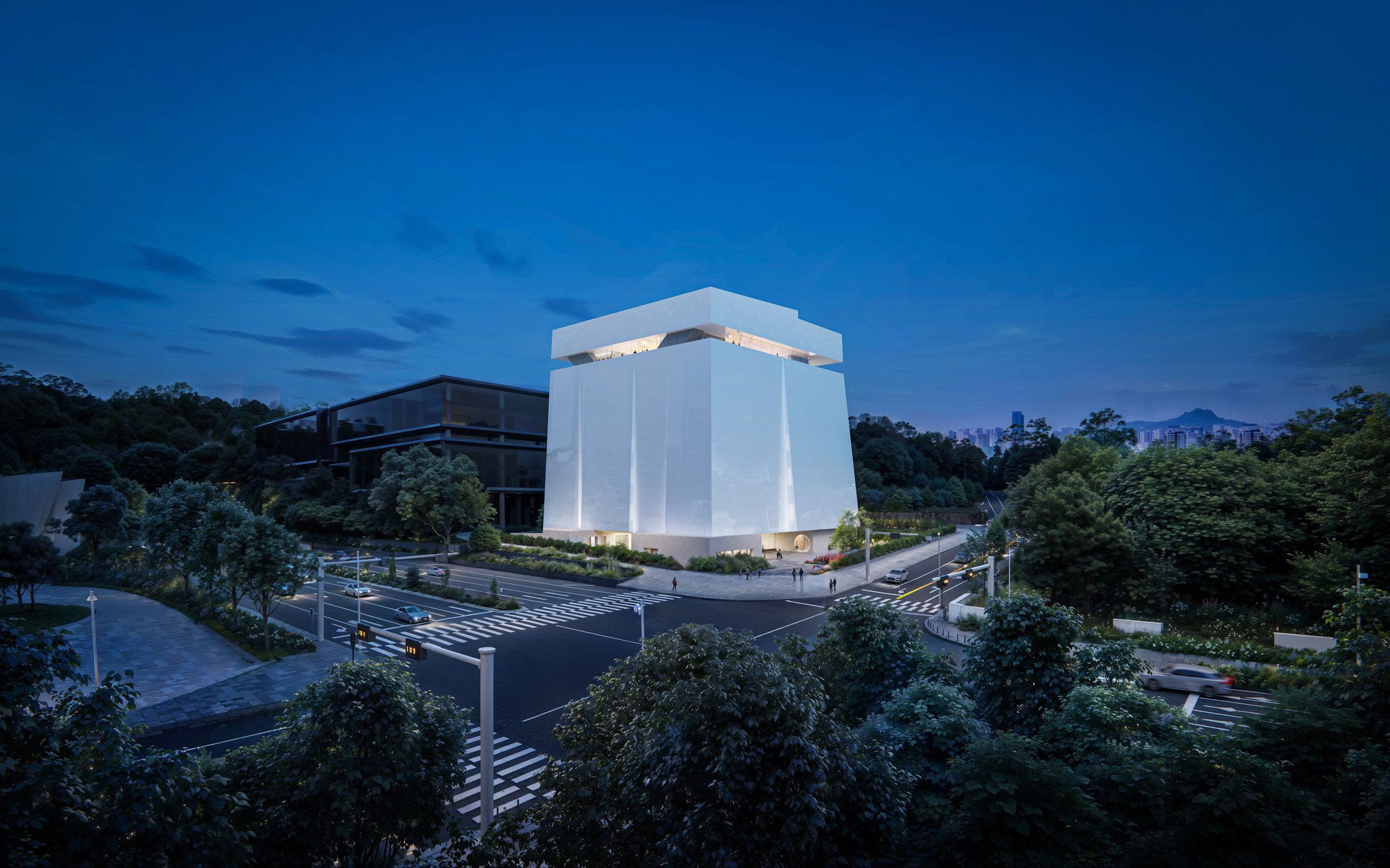 Night view of Seoripul Open Art Storage by Herzog & de Meuron