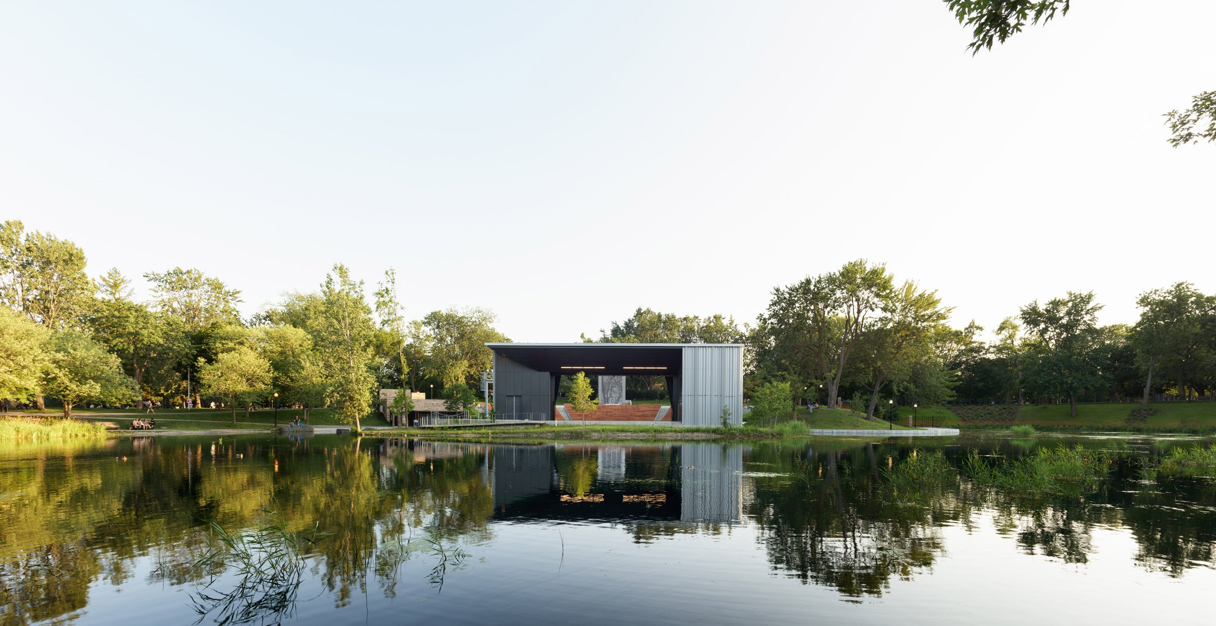 Open-air theatre on an island surrounded by water