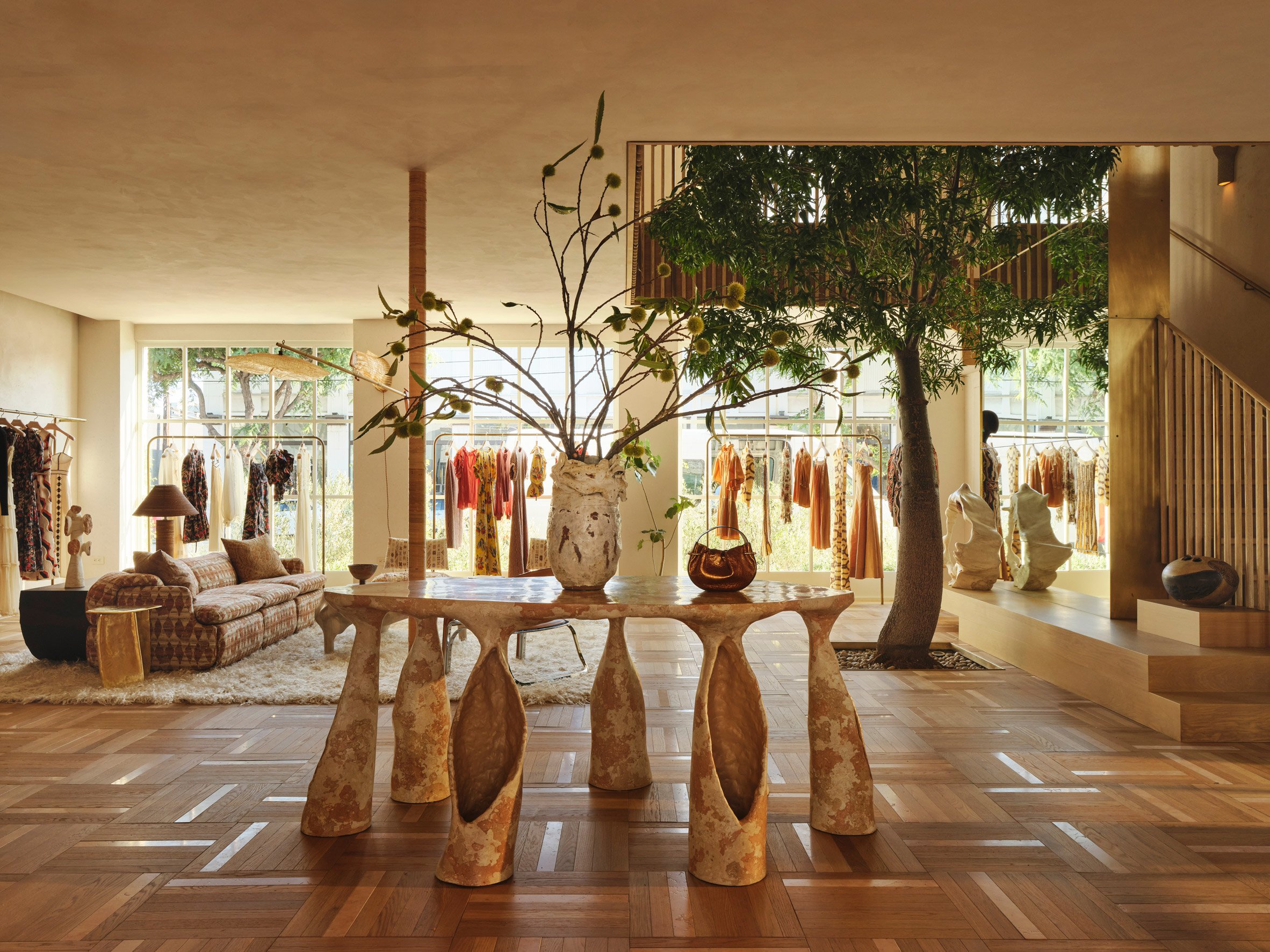 Sandy-hued interior of 