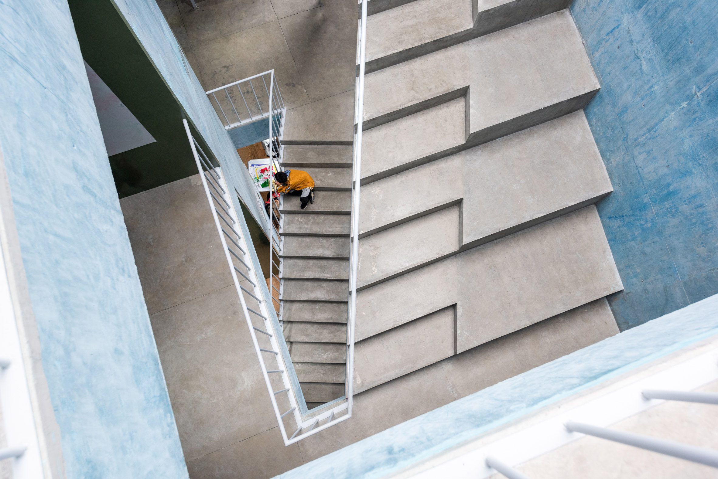 Central staircase from an aerial view