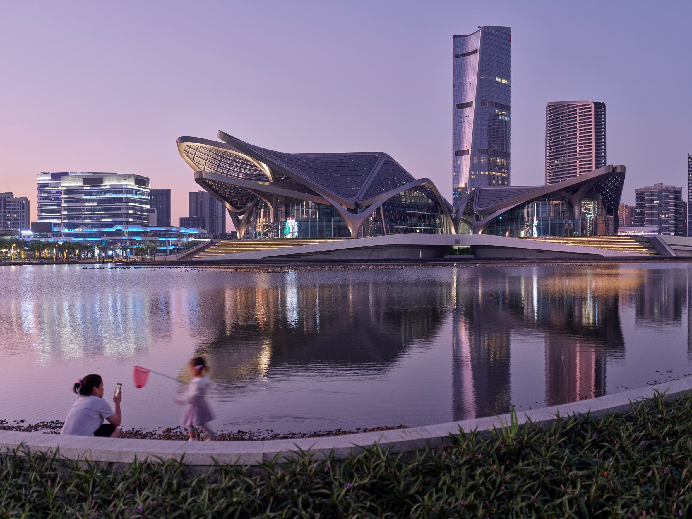 Cultural building on a lake in China