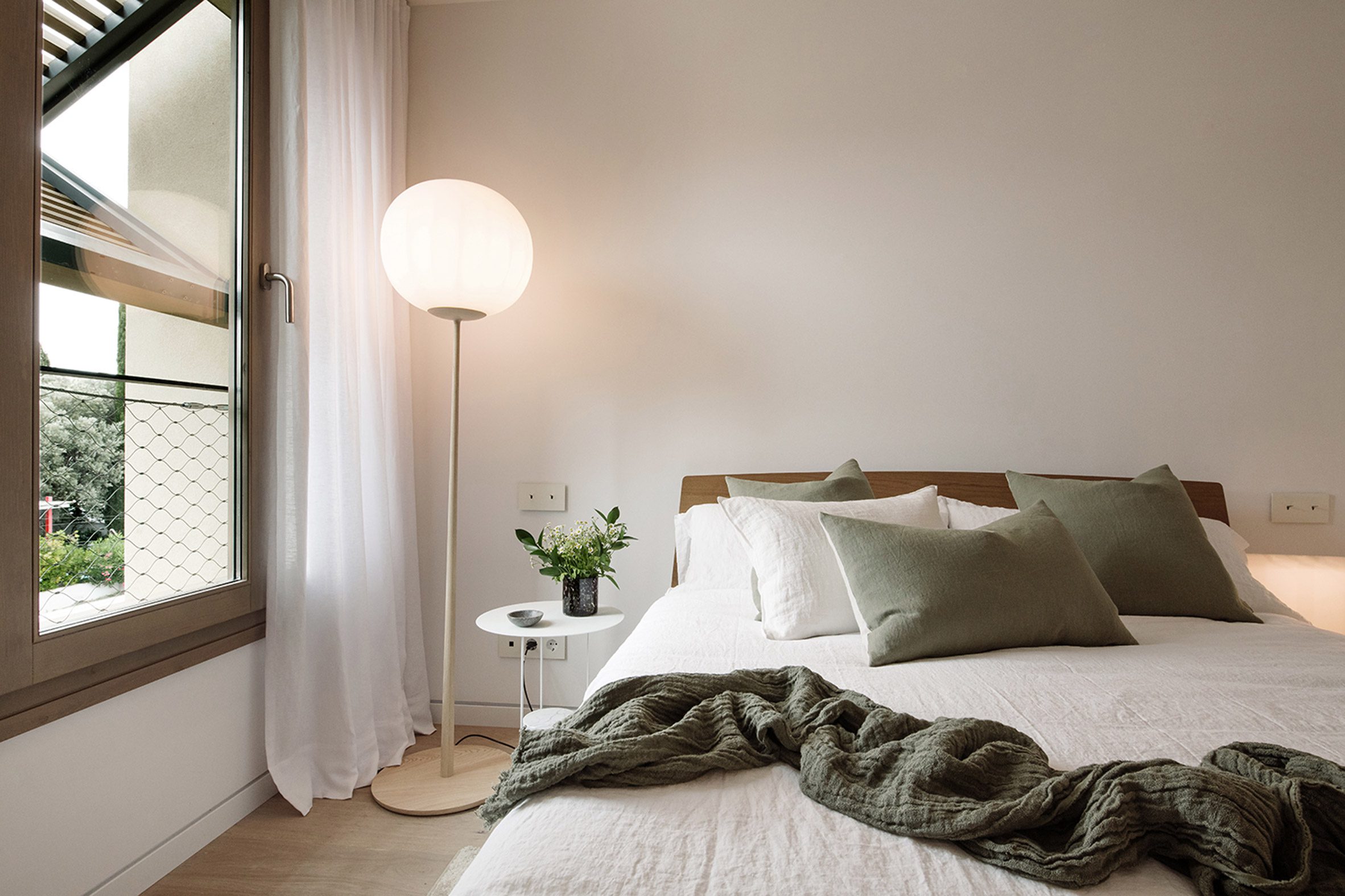 Bedroom interior of duplex apartments in Palma de Mallorca