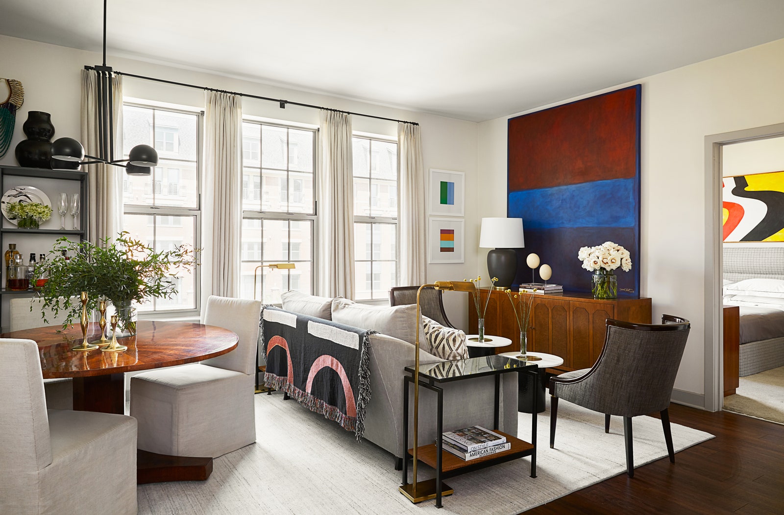 Living and dining room seating decor and art
