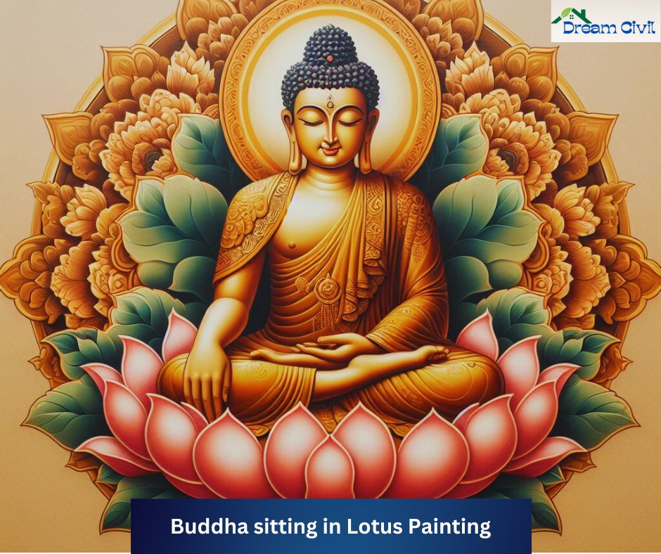 Buddha sitting in Lotus Painting