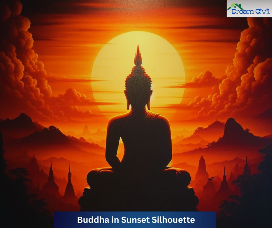 Buddha in Sunset Silhouette