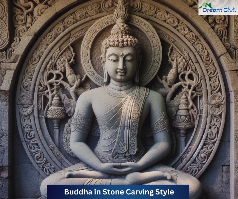 Buddha in Stone Carving Style