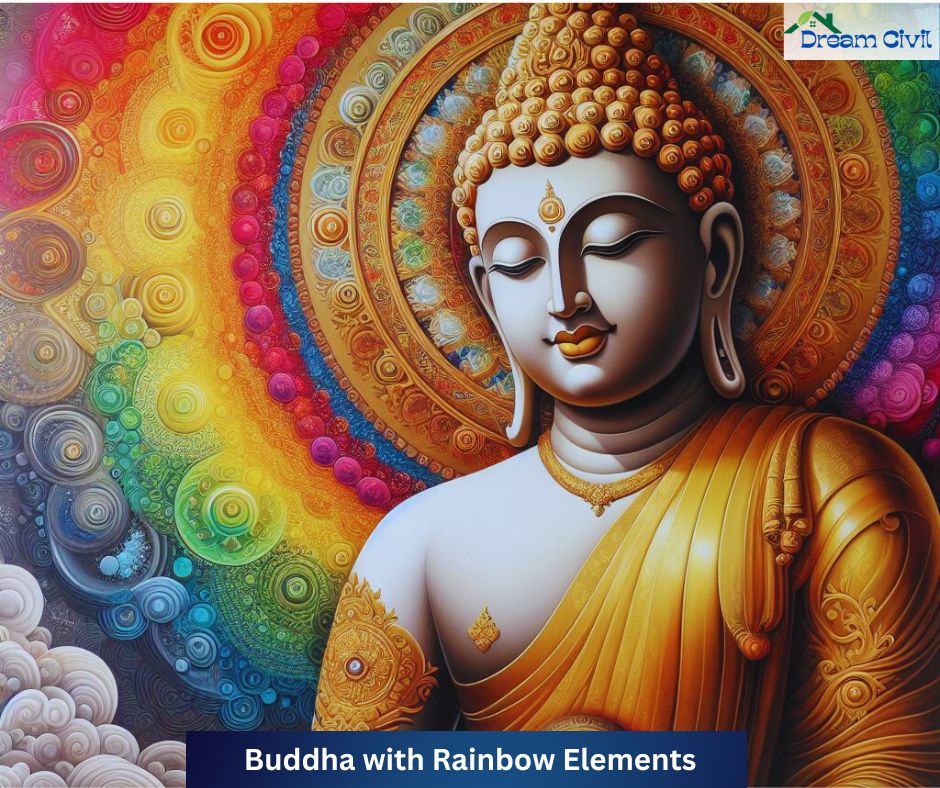 Buddha with Rainbow Elements