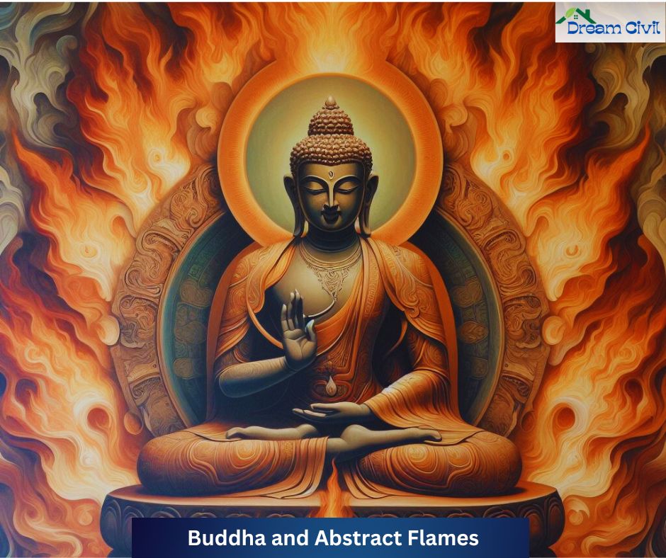 Buddha and Abstract Flames