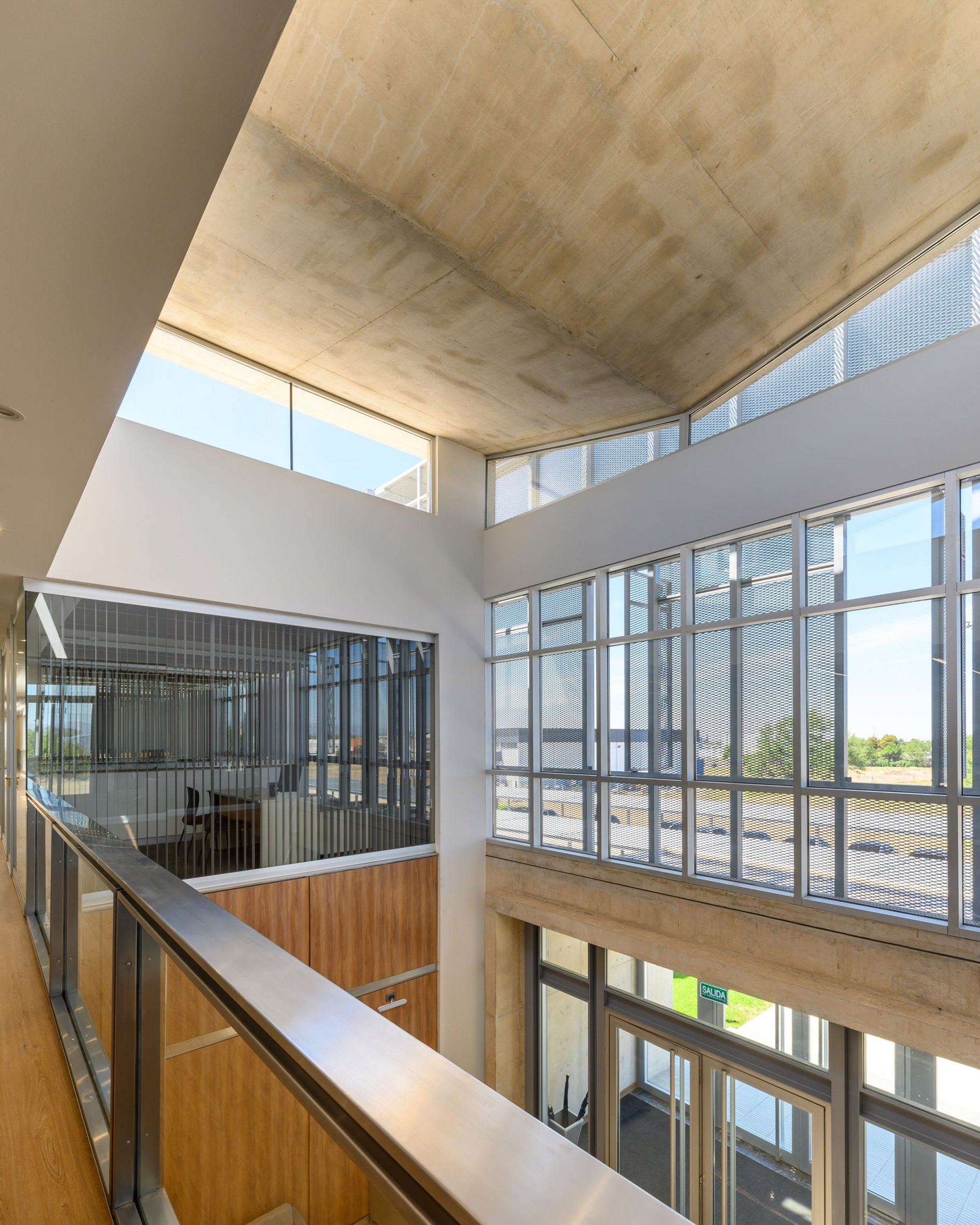 Lobby area with concrete ceiling