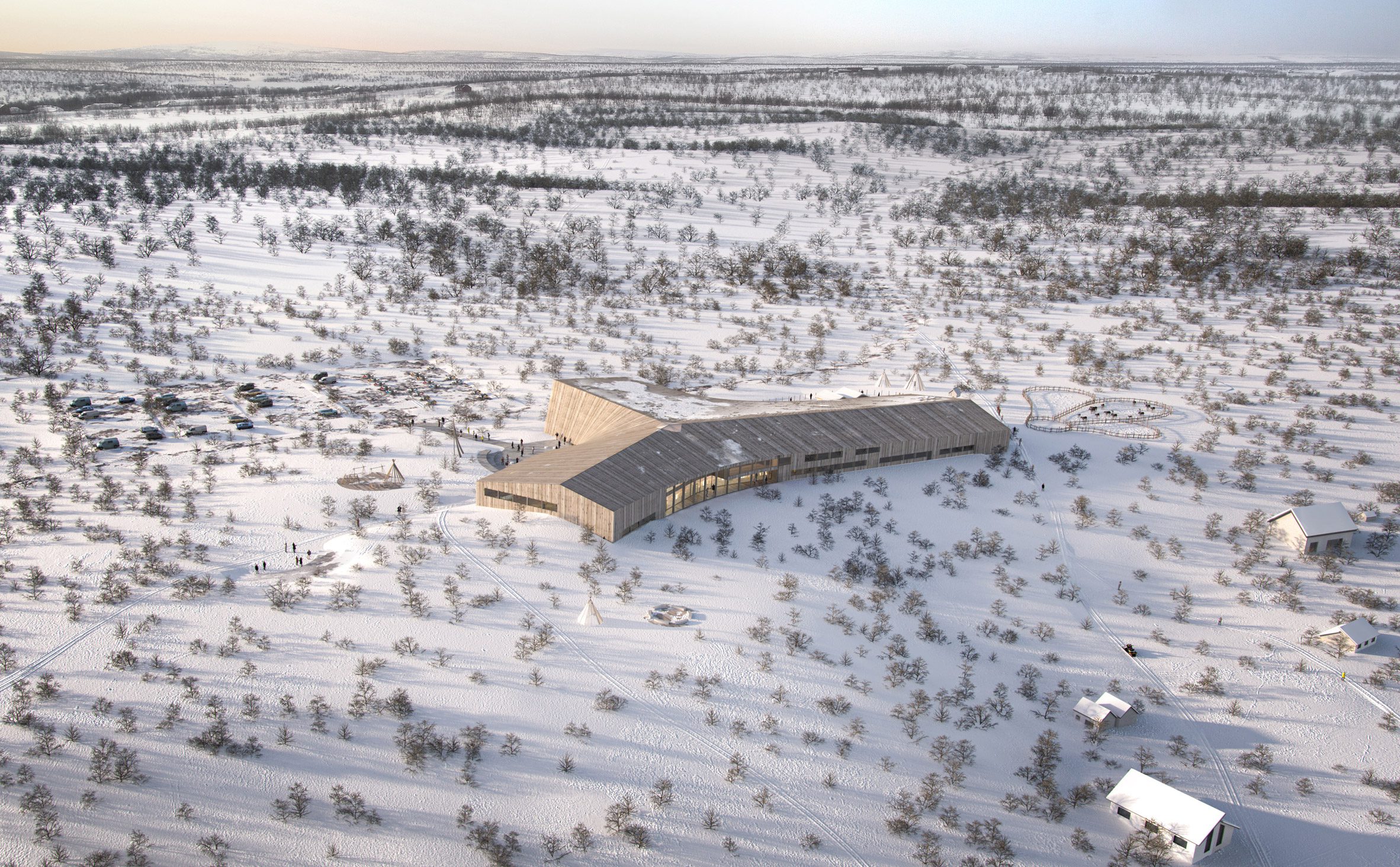 Render of Čoarvemátta by Snøhetta 