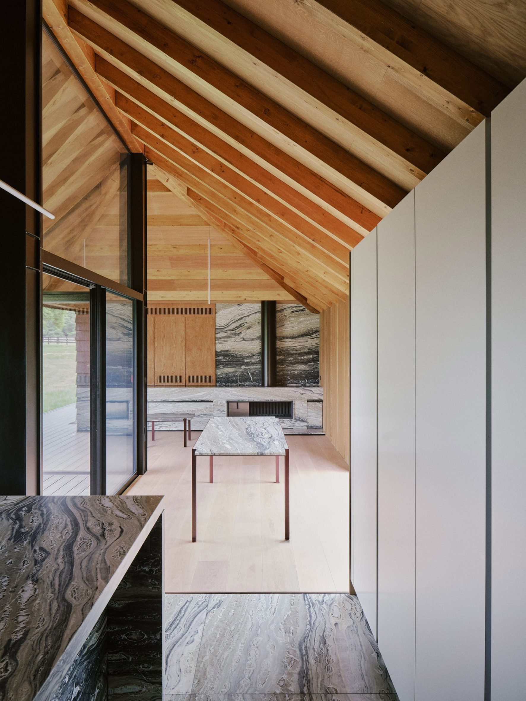 Interior of a barn-style clubhouse in a polo field