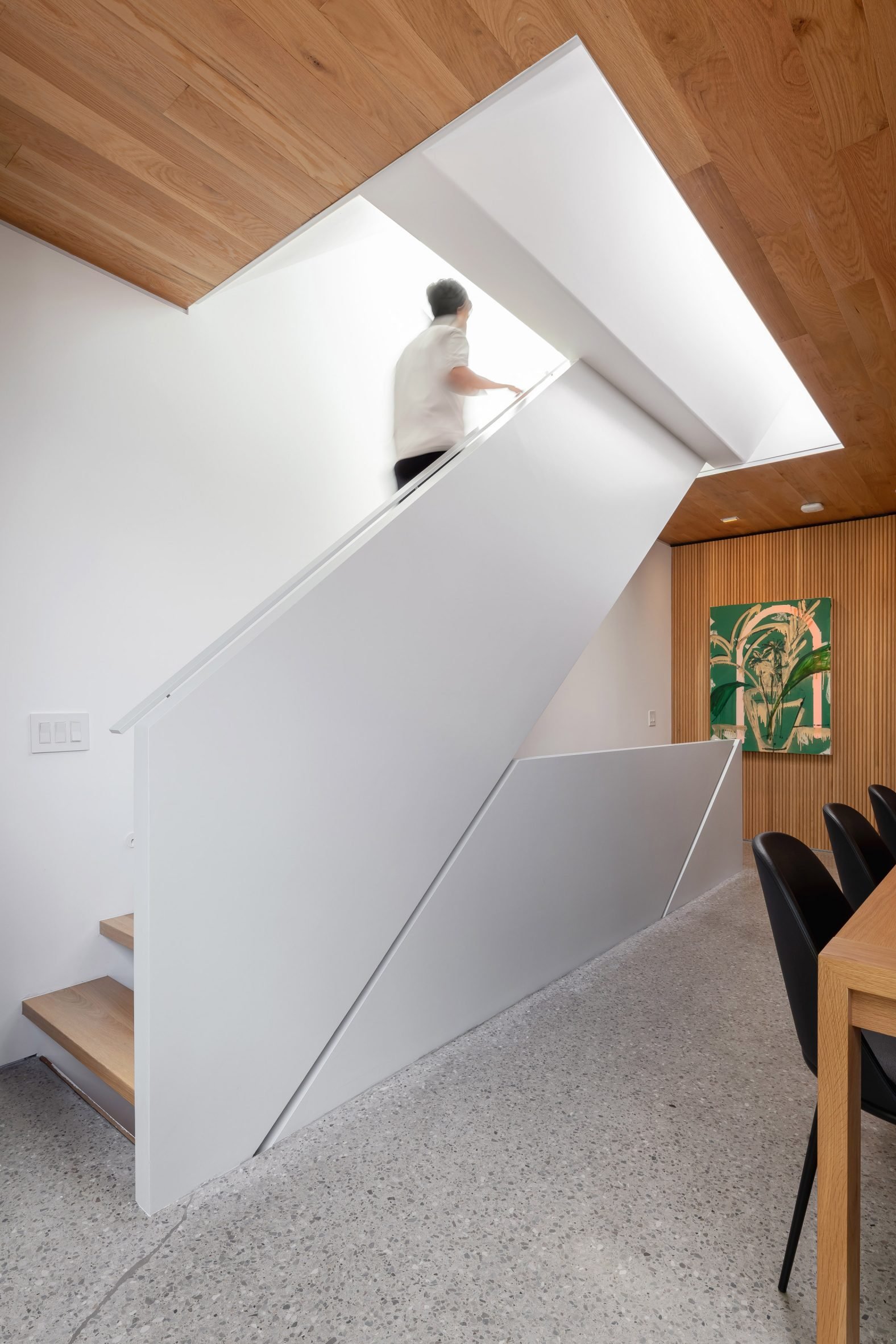 Staircase with grey balustrade