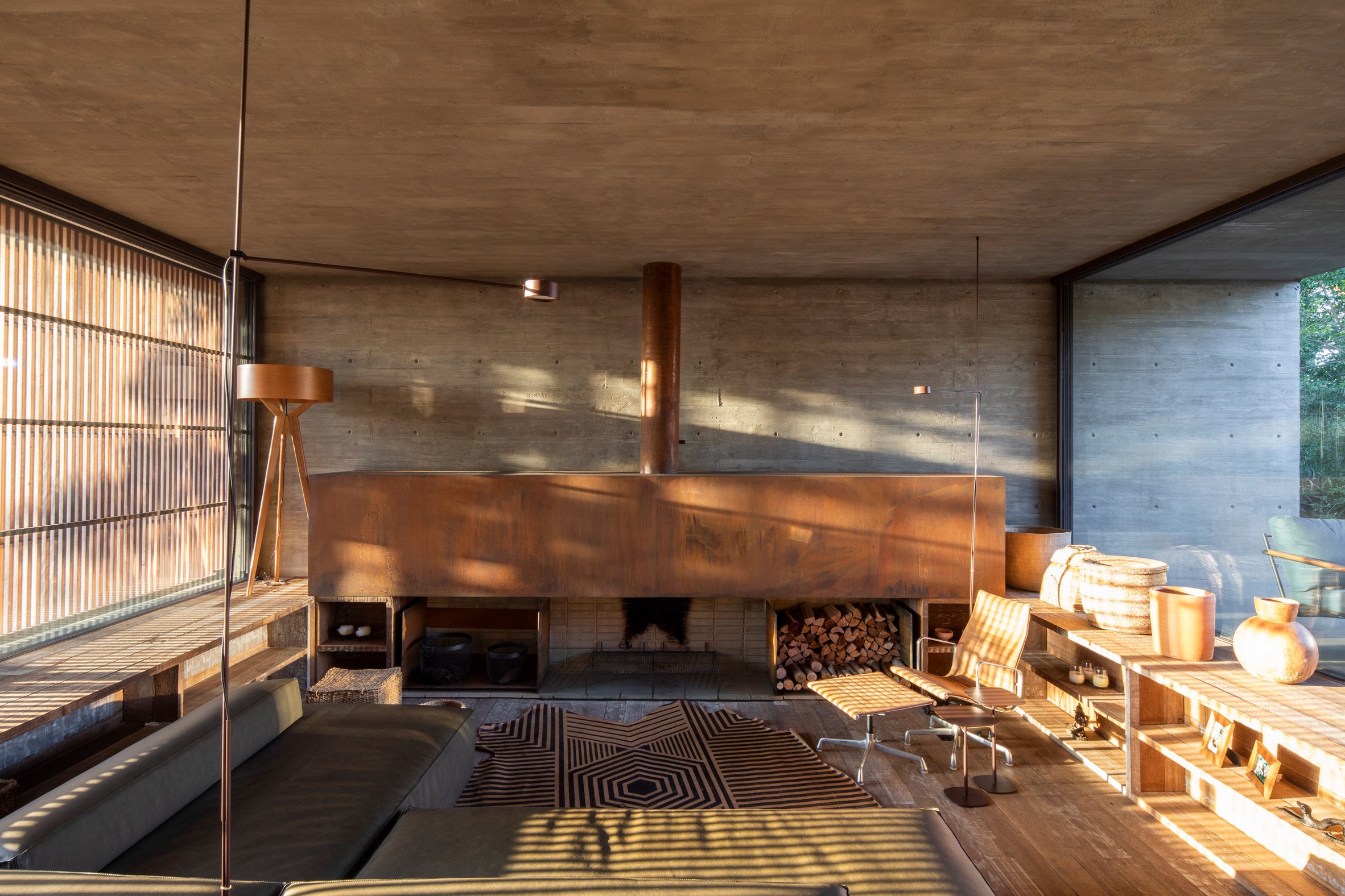 Living space with sunken seating area