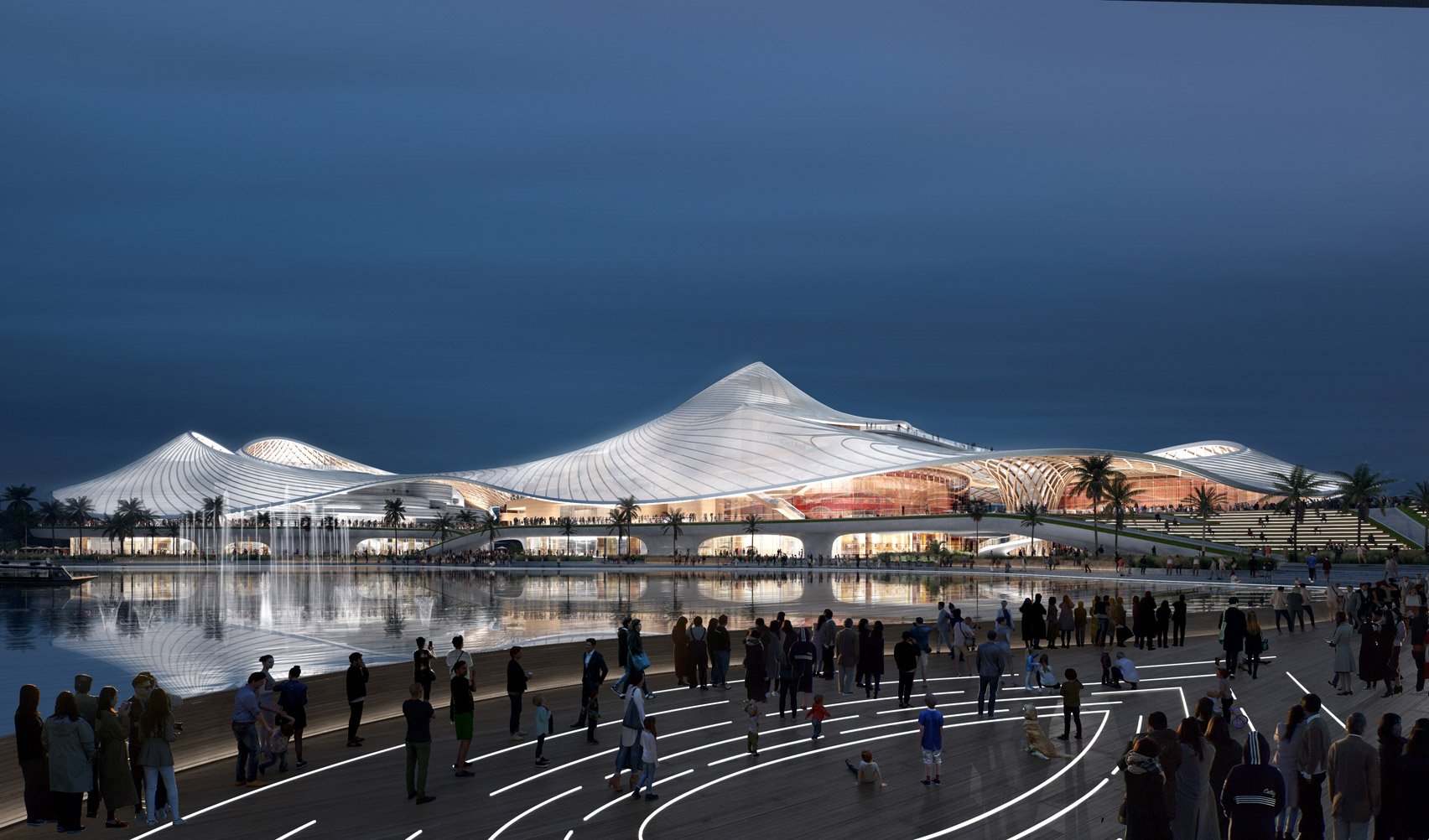 Undulating form of cultural venue in China