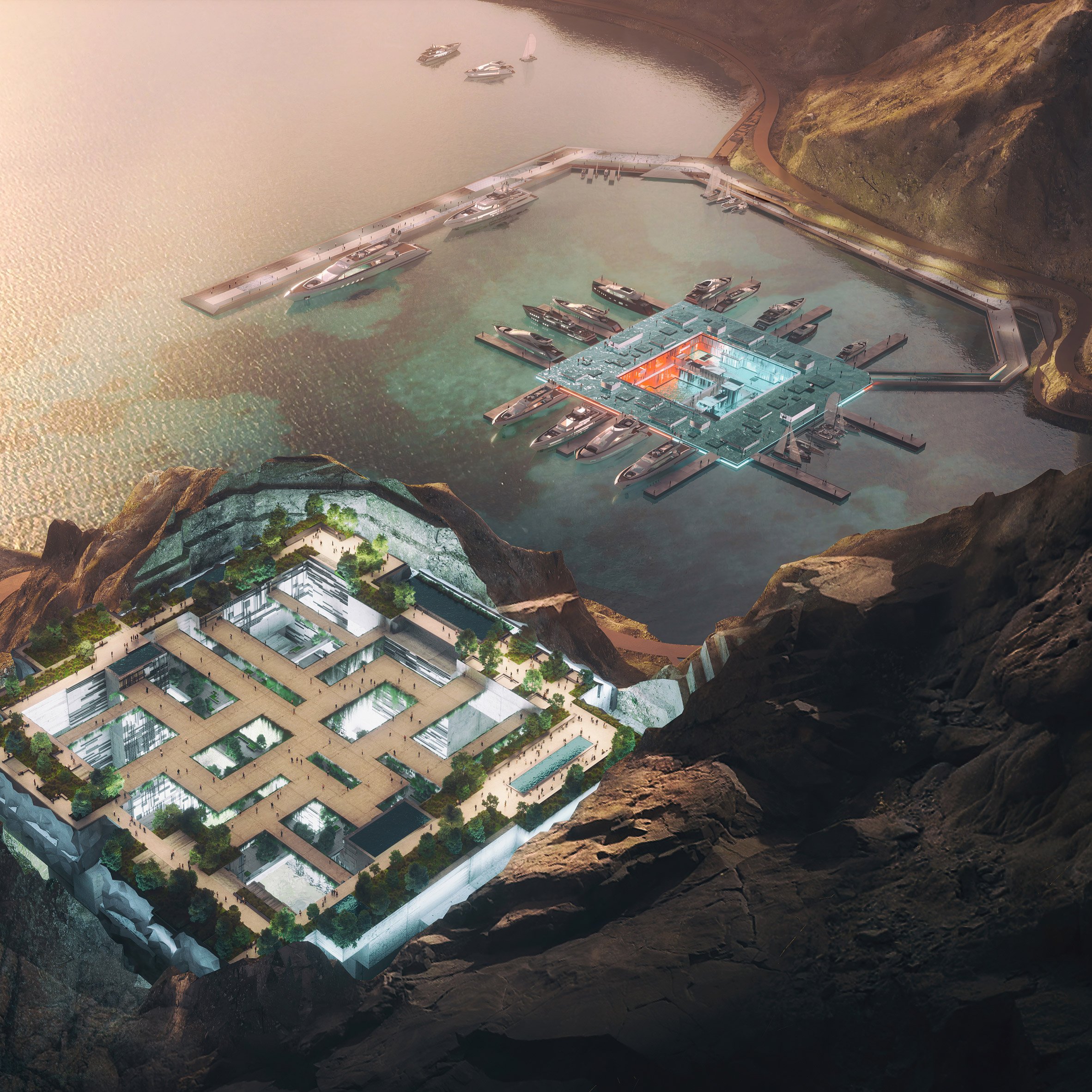 Floating marina next to Aquellum