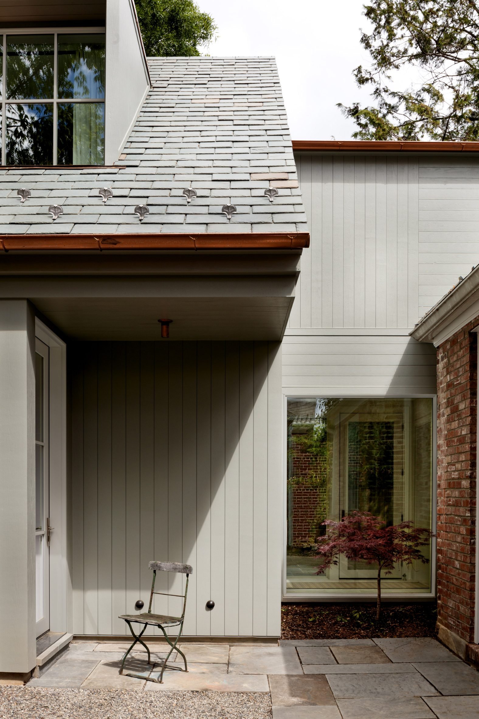 Slate shingled gabled roof