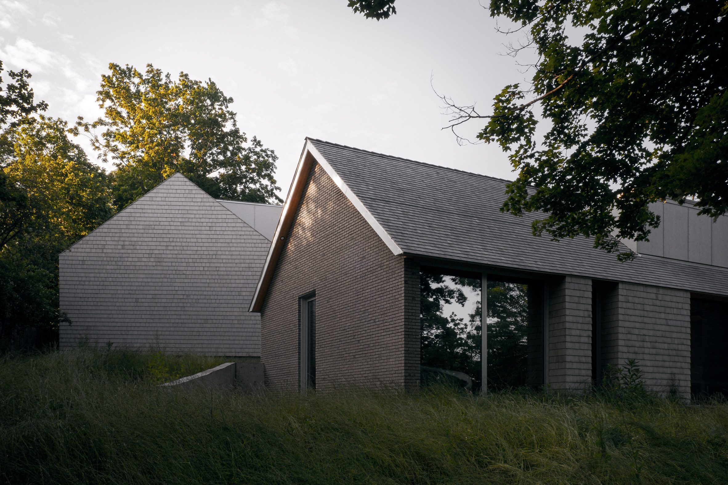 Two cedar clad forms